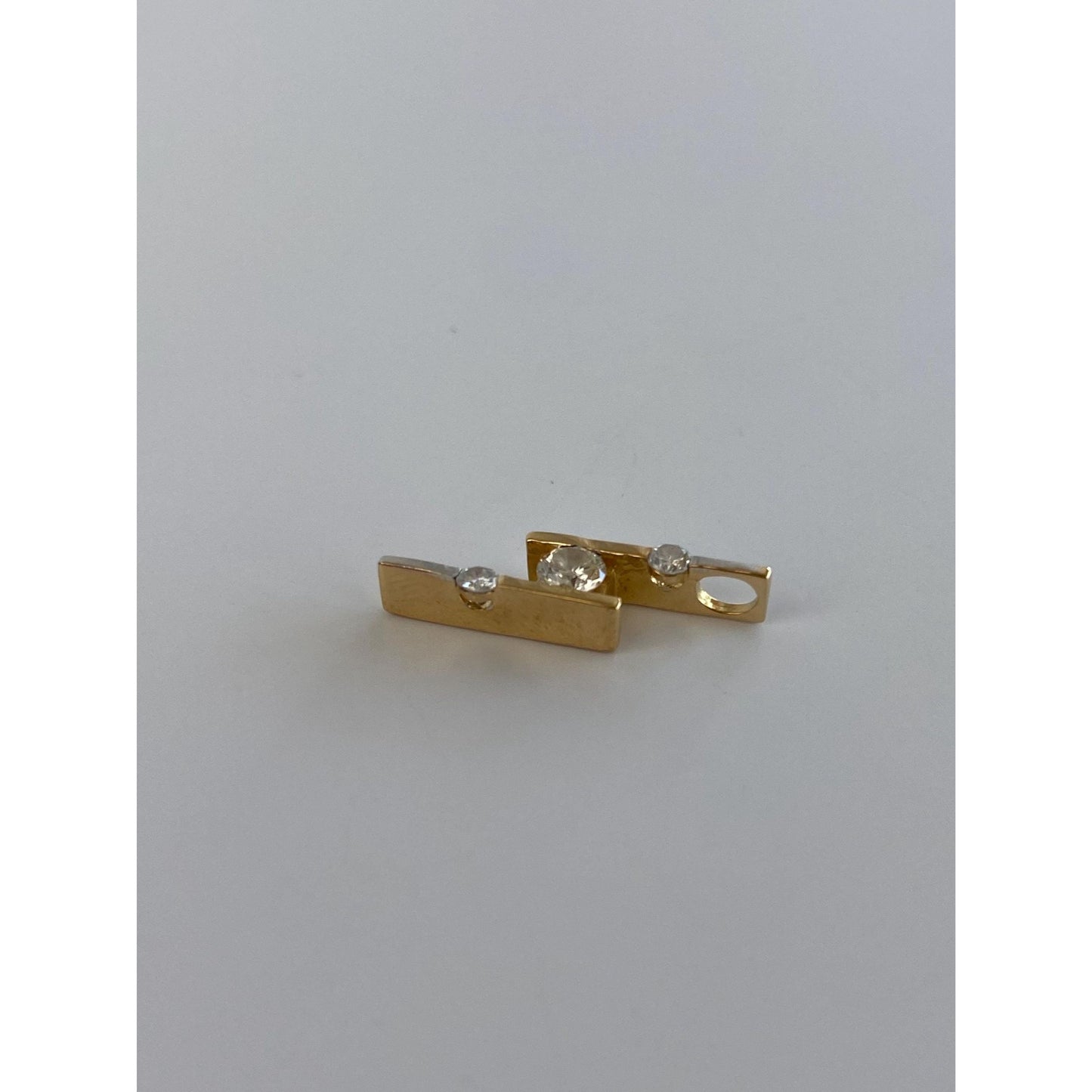 Vintage Solid 18k White & Yellow Gold Diamond Step Slide Charm