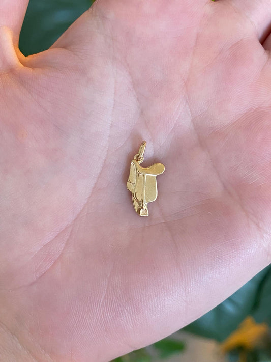 Vintage Solid 10k Yellow Gold Saddle Charm