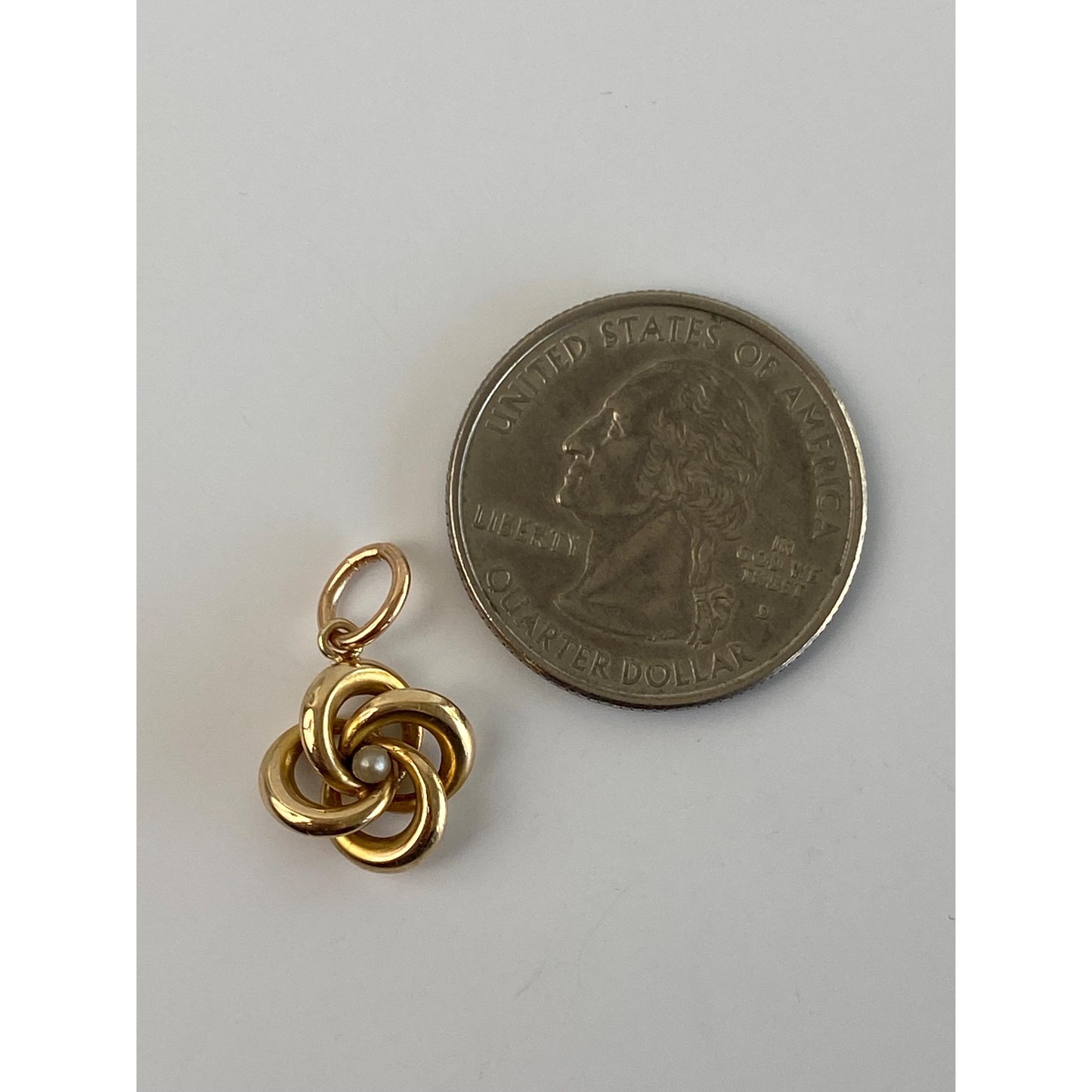 Vintage 14k Yellow Gold Seed Pearl Knot Stick Pin Conversion Charm