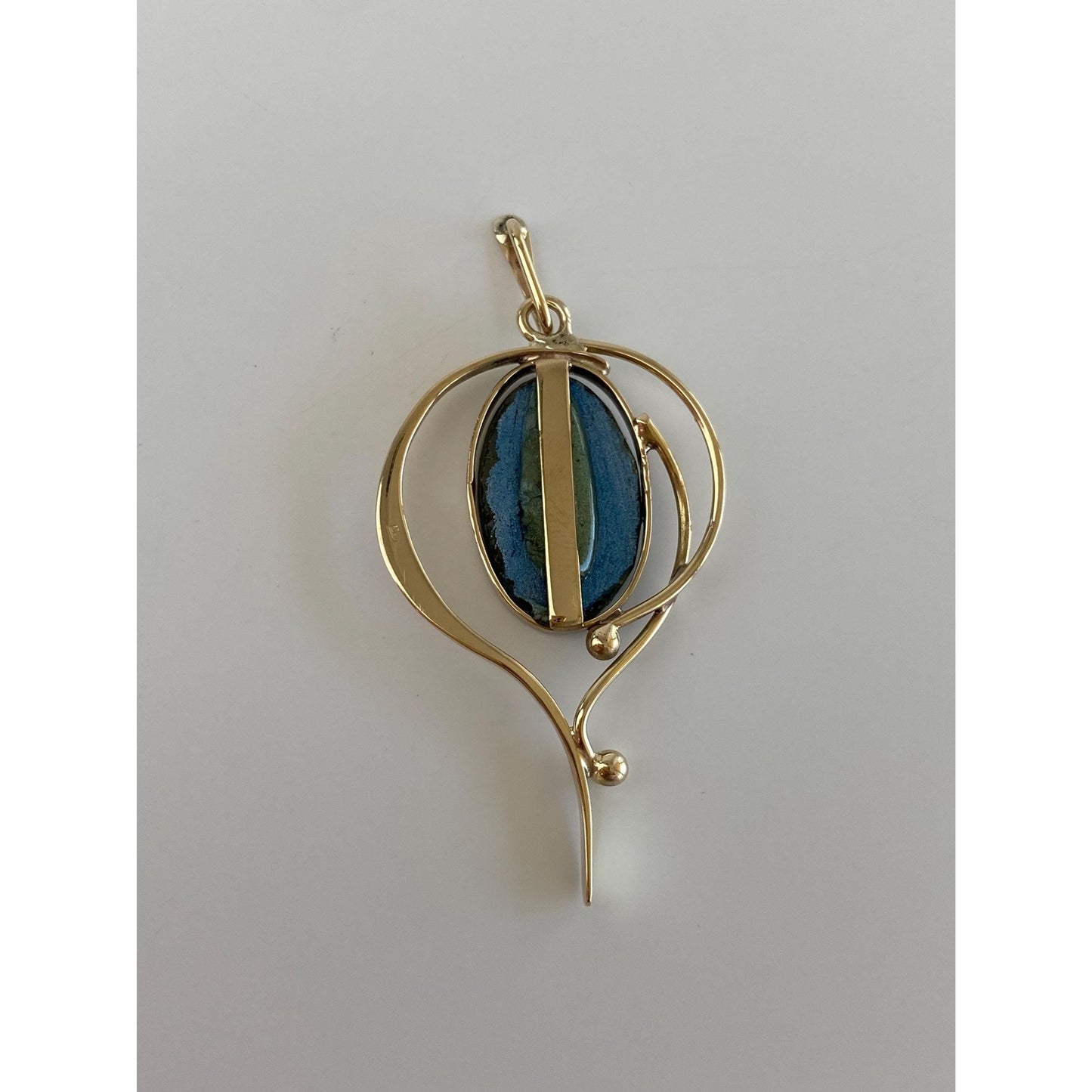 Solid 14k Yellow Gold Resin Stone Charm