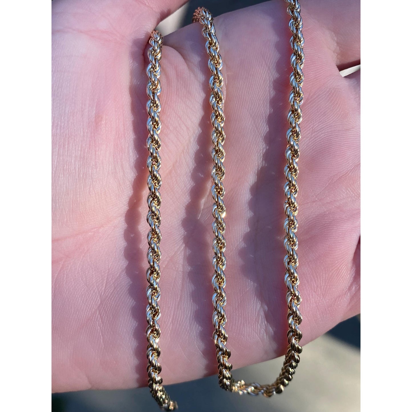 Vintage Solid 14k Yellow Gold Long Rope Chain Necklace - 32.25 inches