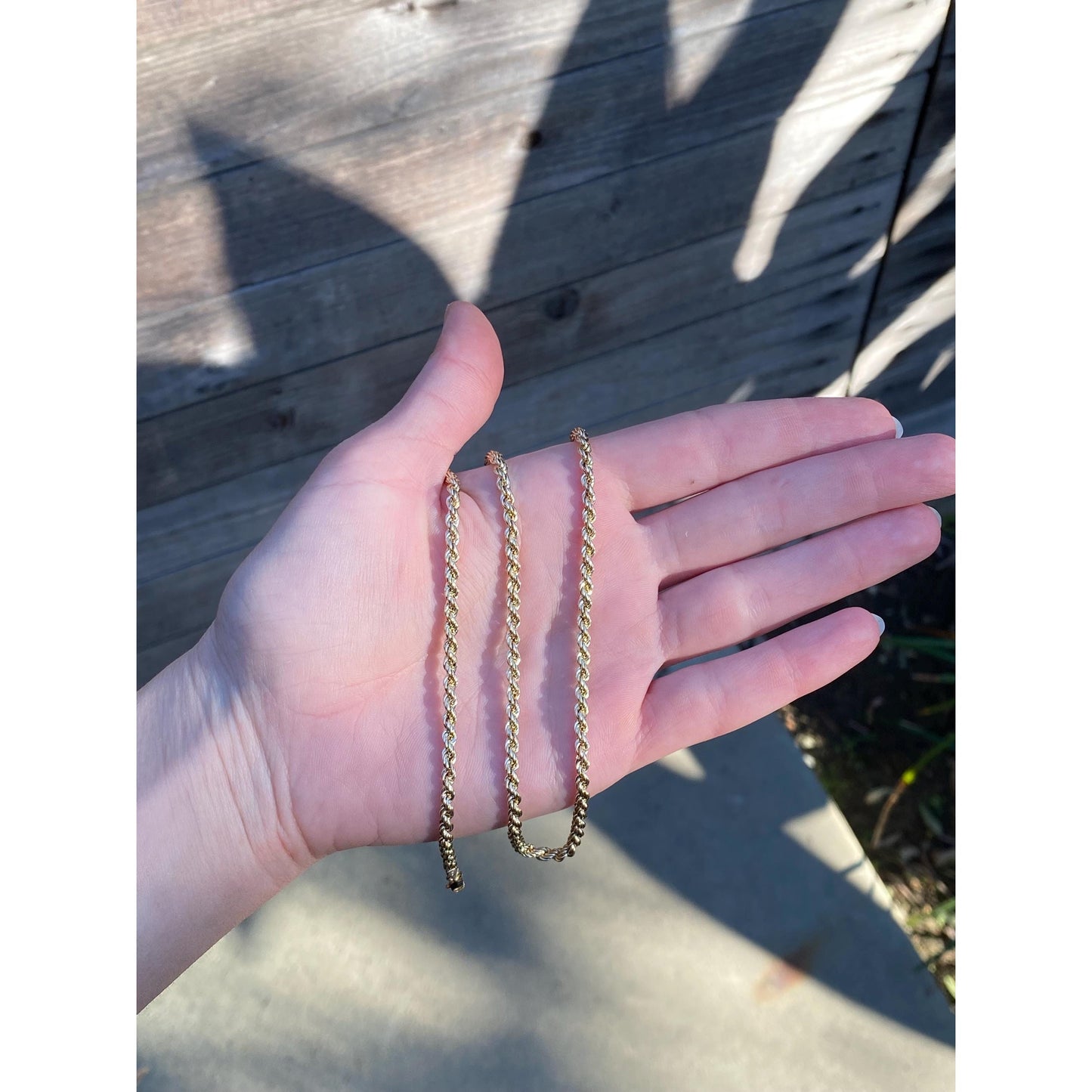 Vintage Solid 14k Yellow Gold Long Rope Chain Necklace - 32.25 inches