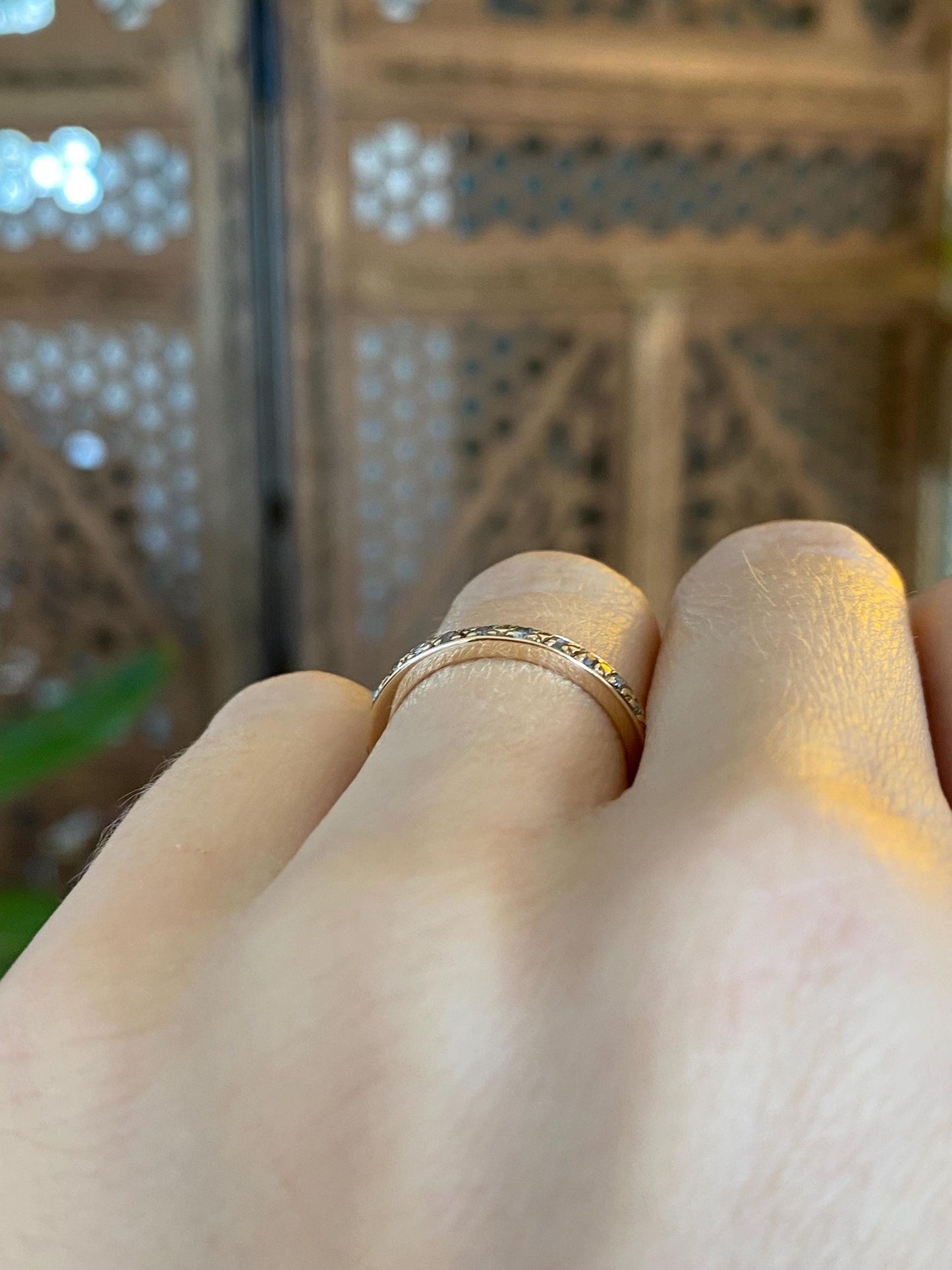 Vintage Solid 14k Yellow Gold Diamond Ring Band - Size 5