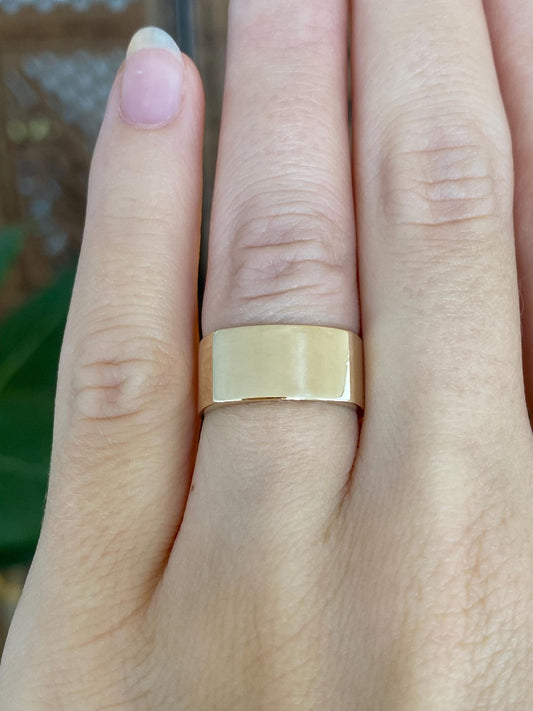 Vintage Solid 14k Yellow Gold Rounded Corner Square Ring Band - Size 5.75