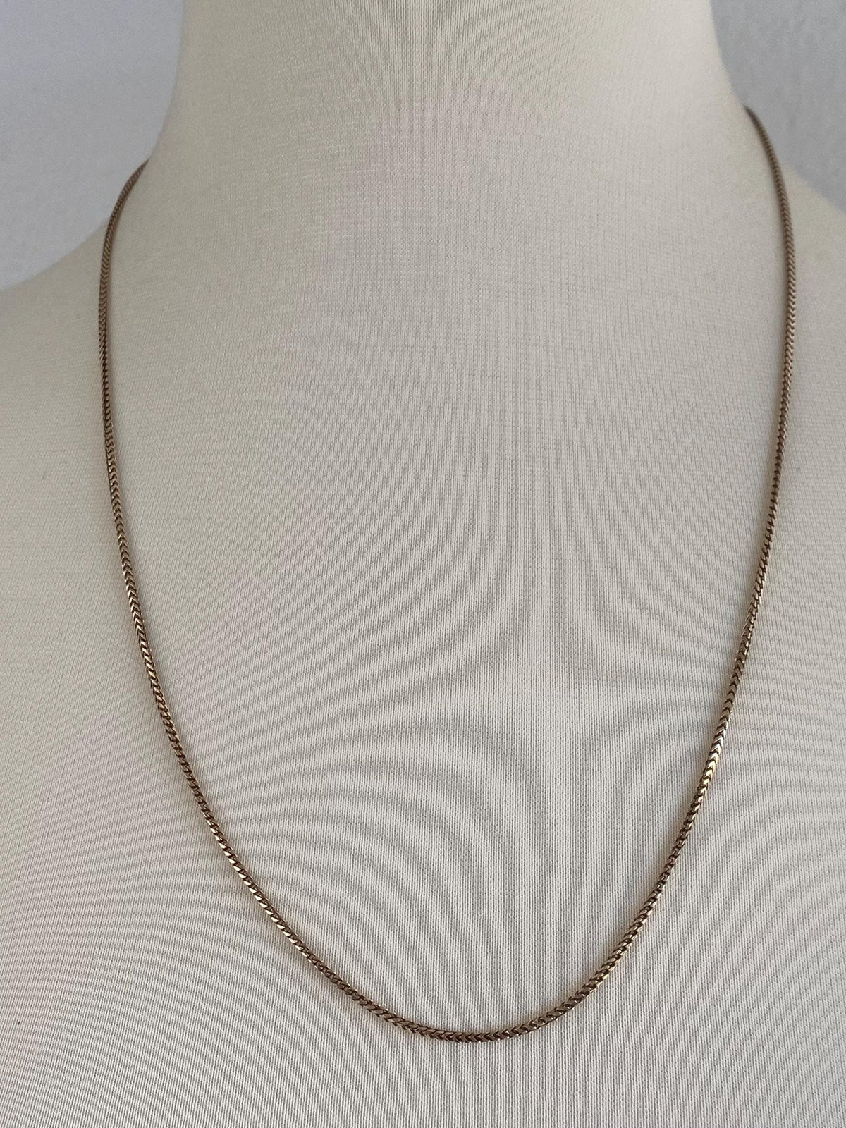 Solid 14k Yellow Gold Square Wheat Chain Necklace - 24.5 inches