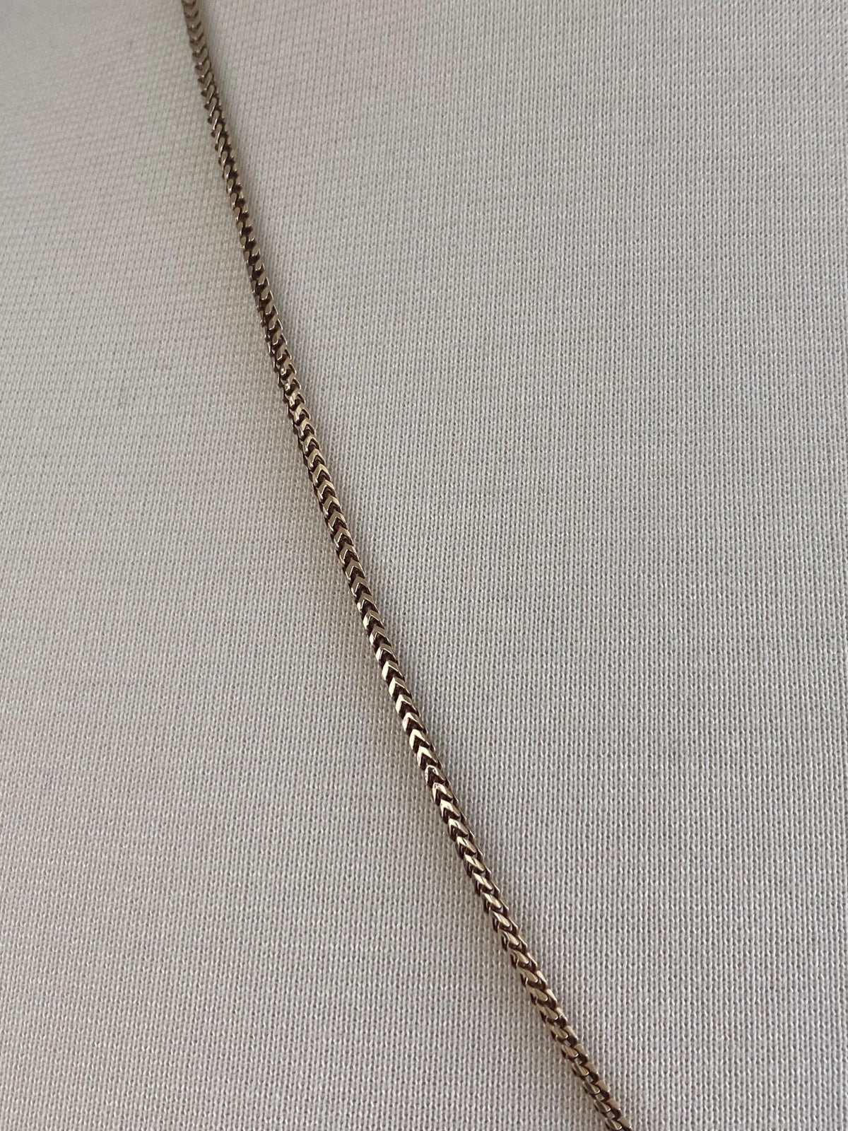 Solid 14k Yellow Gold Square Wheat Chain Necklace - 24.5 inches