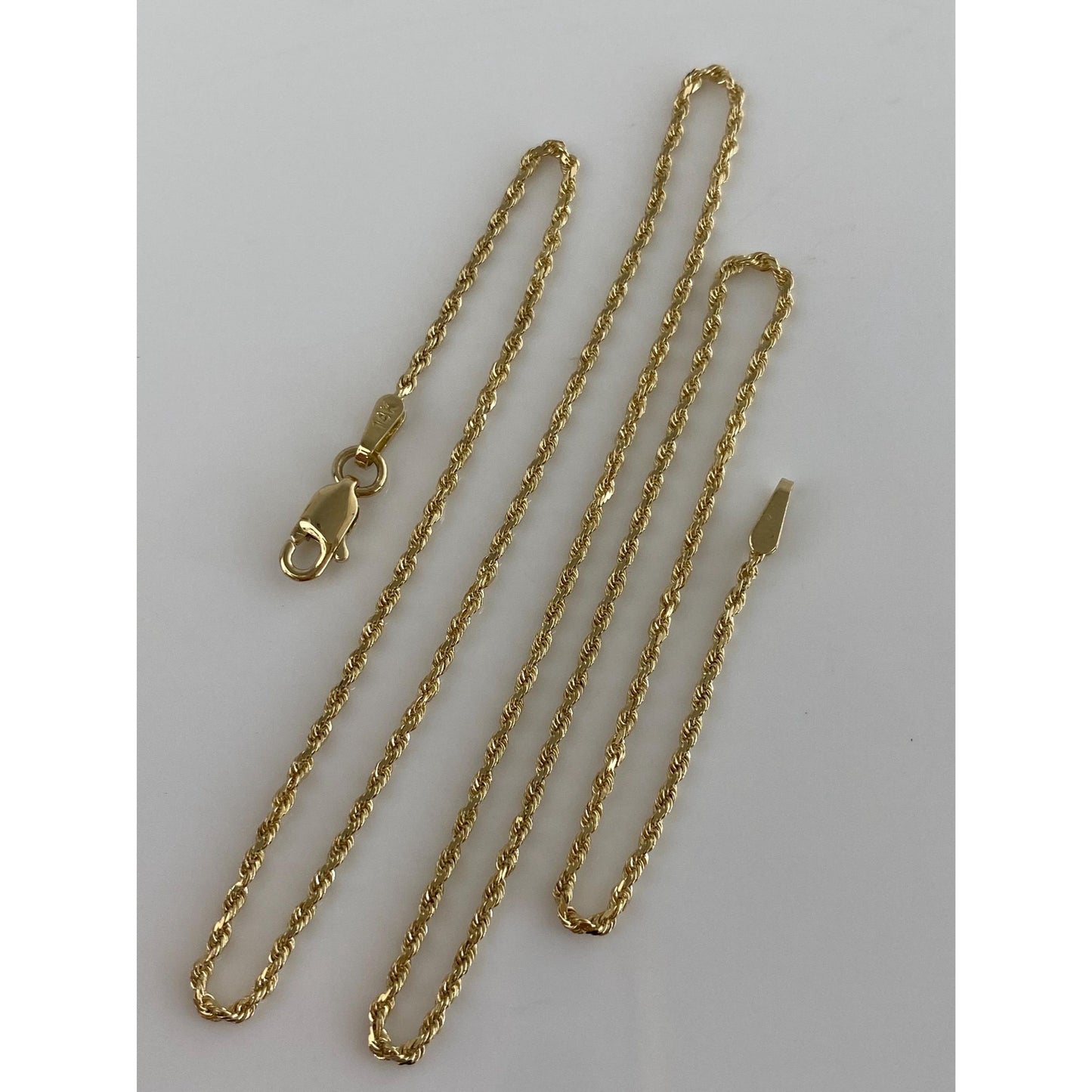 Vintage Solid 14k Yellow Gold Dainty Rope Chain Necklace - 16 inches