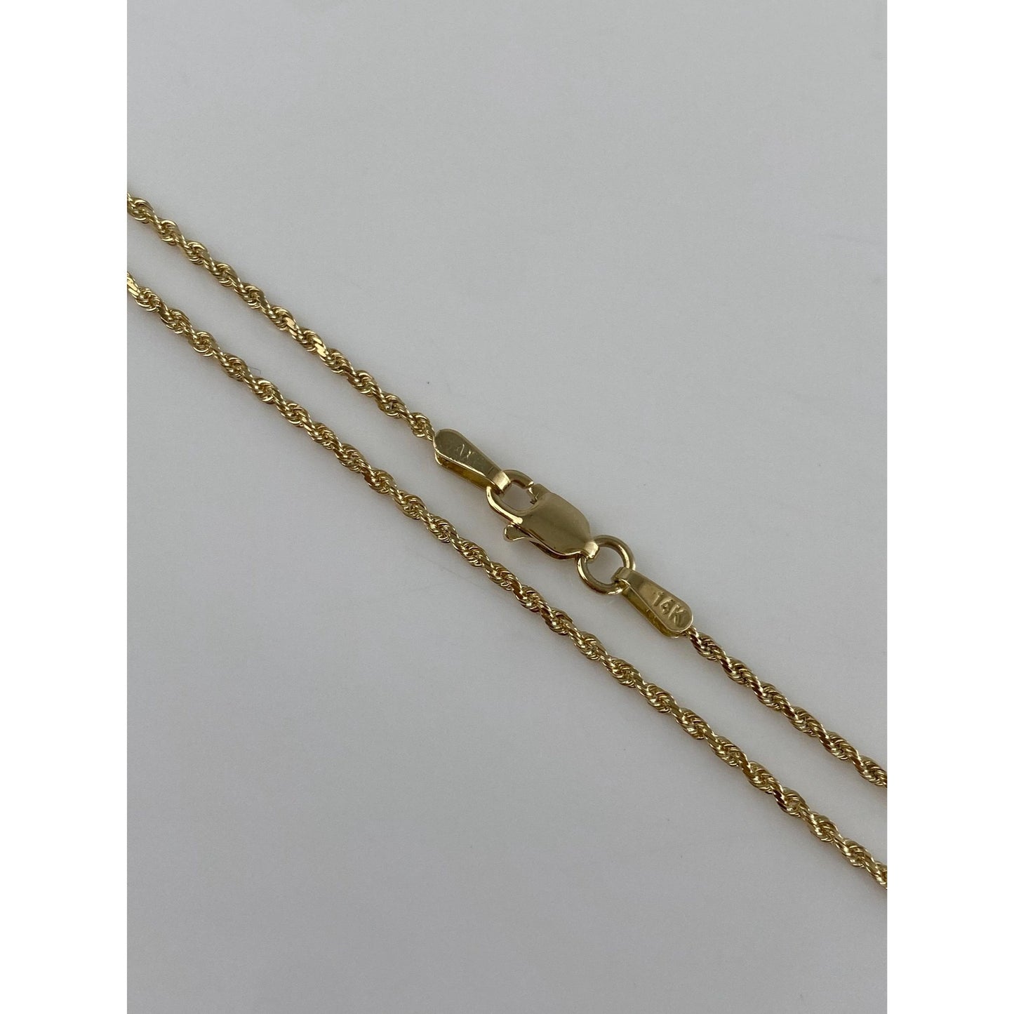 Vintage Solid 14k Yellow Gold Dainty Rope Chain Necklace - 16 inches