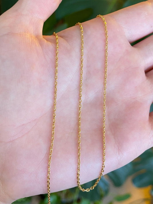 Vintage Solid 22k Yellow Gold Cable Chain Necklace - 19 inches