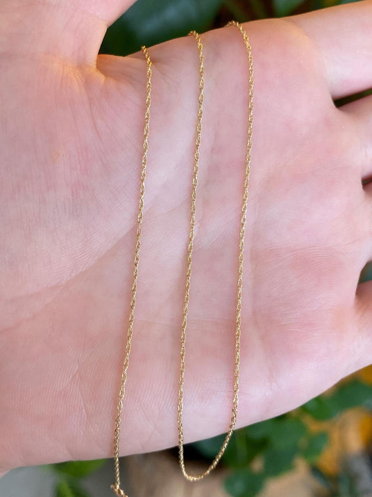 Vintage Solid 14k Yellow Gold Long Dainty Chain Necklace - 23.75 inches