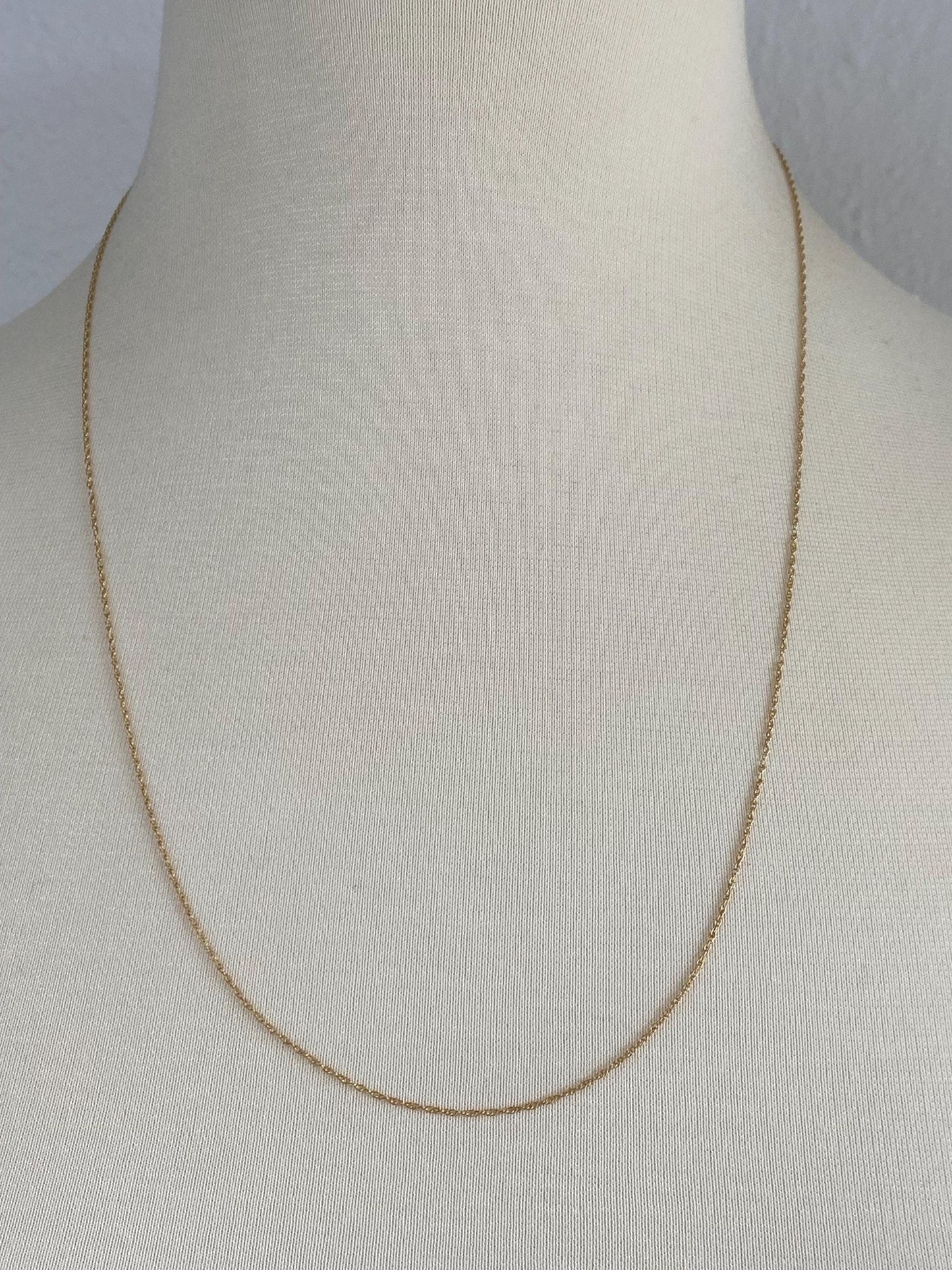 Vintage Solid 14k Yellow Gold Long Dainty Chain Necklace - 23.75 inches