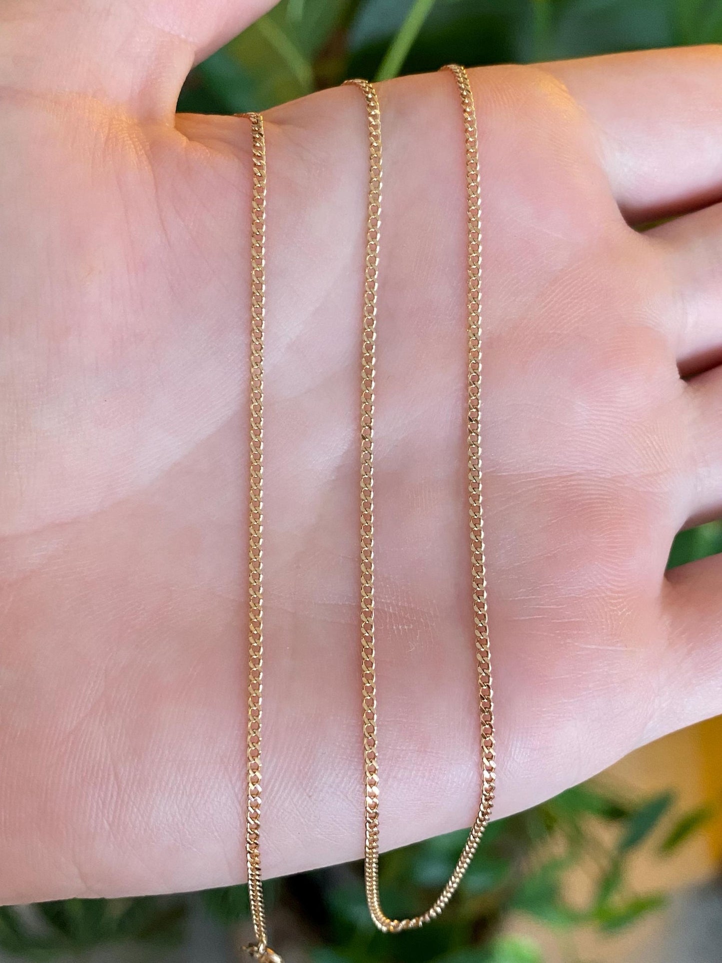 Vintage Solid 14k Yellow Gold Tight Curb Chain Necklace - 19 inches
