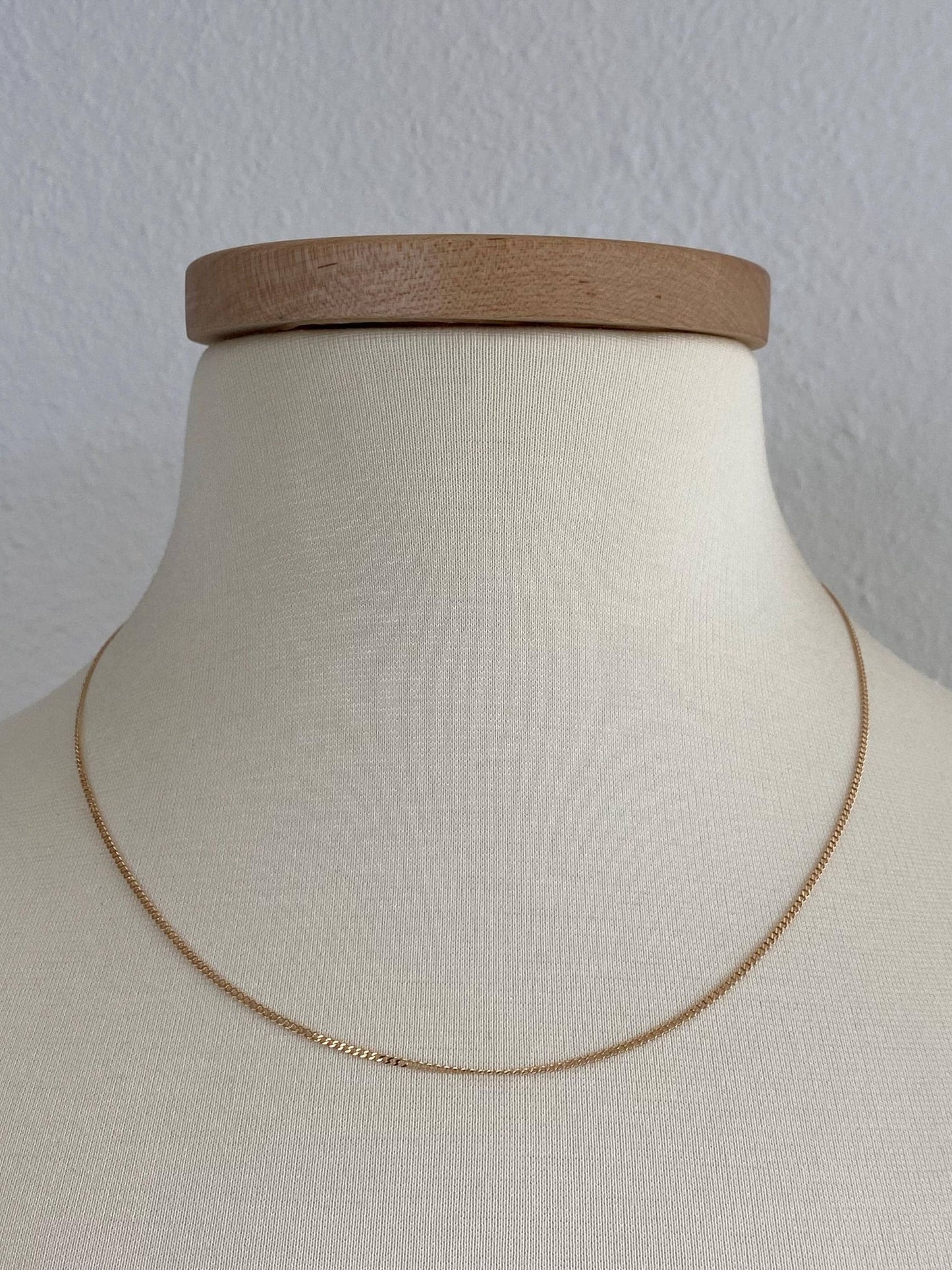 Vintage Solid 14k Yellow Gold Tight Curb Chain Necklace - 19 inches