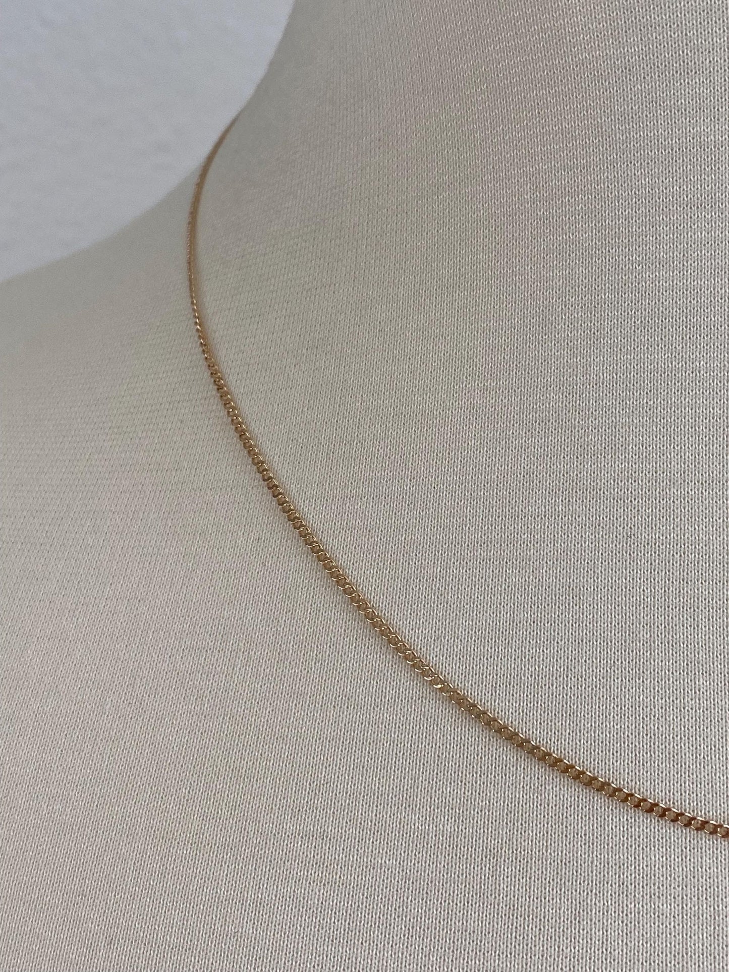 Vintage Solid 14k Yellow Gold Tight Curb Chain Necklace - 19 inches