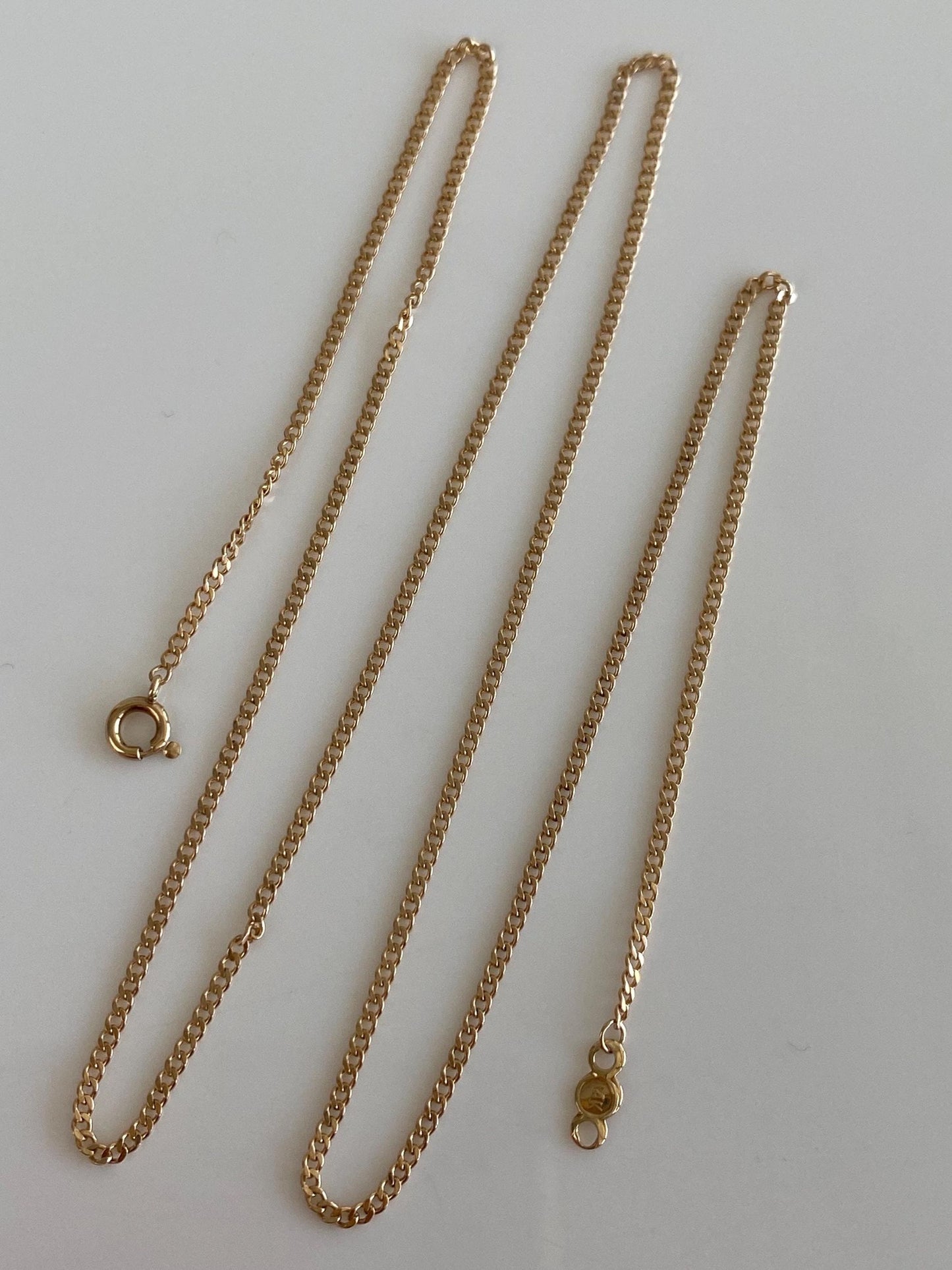 Vintage Solid 14k Yellow Gold Tight Curb Chain Necklace - 19 inches