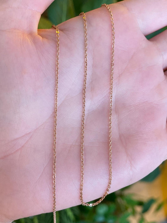 Vintage Solid 10k Rose Gold Tight Rolo Chain Necklace - 18 inches