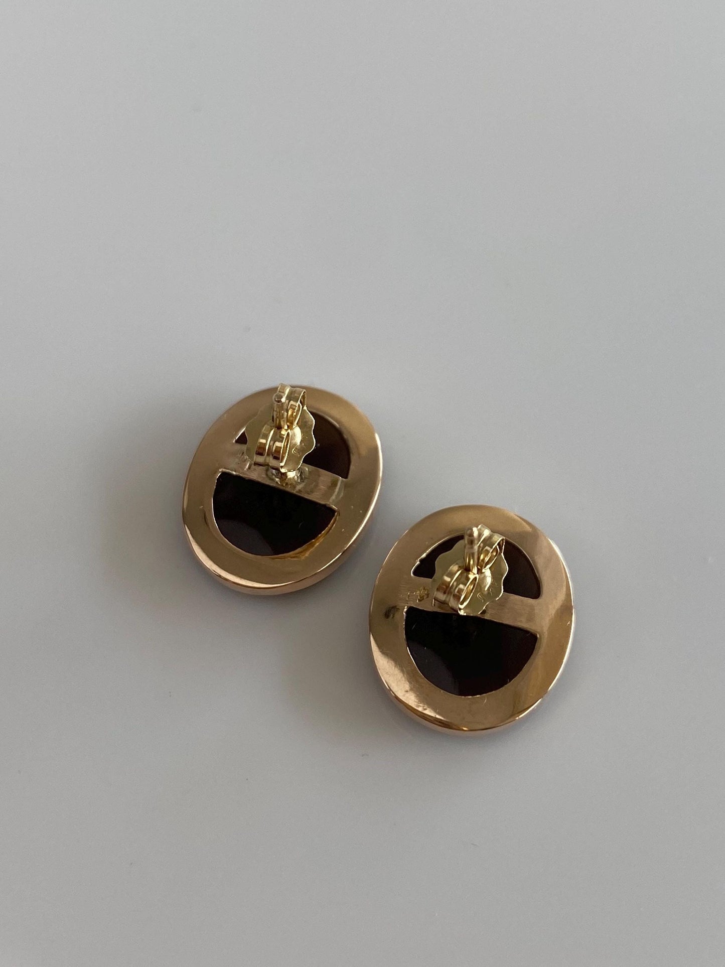 Vintage Solid 14k Yellow Gold Carnelian Cufflink Stud Earrings