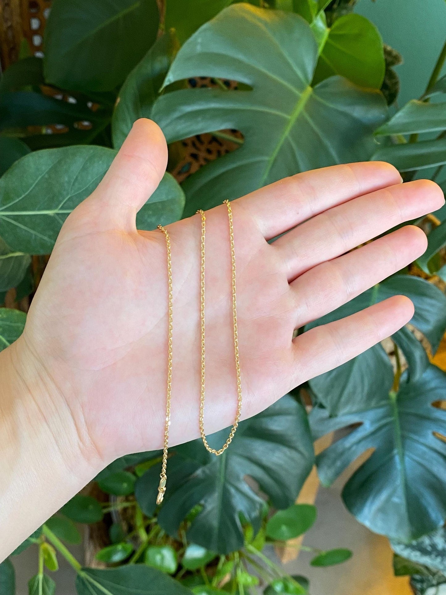 Vintage Solid 18k Yellow Gold Cable Biker Link Chain Necklace - 19.75 inches