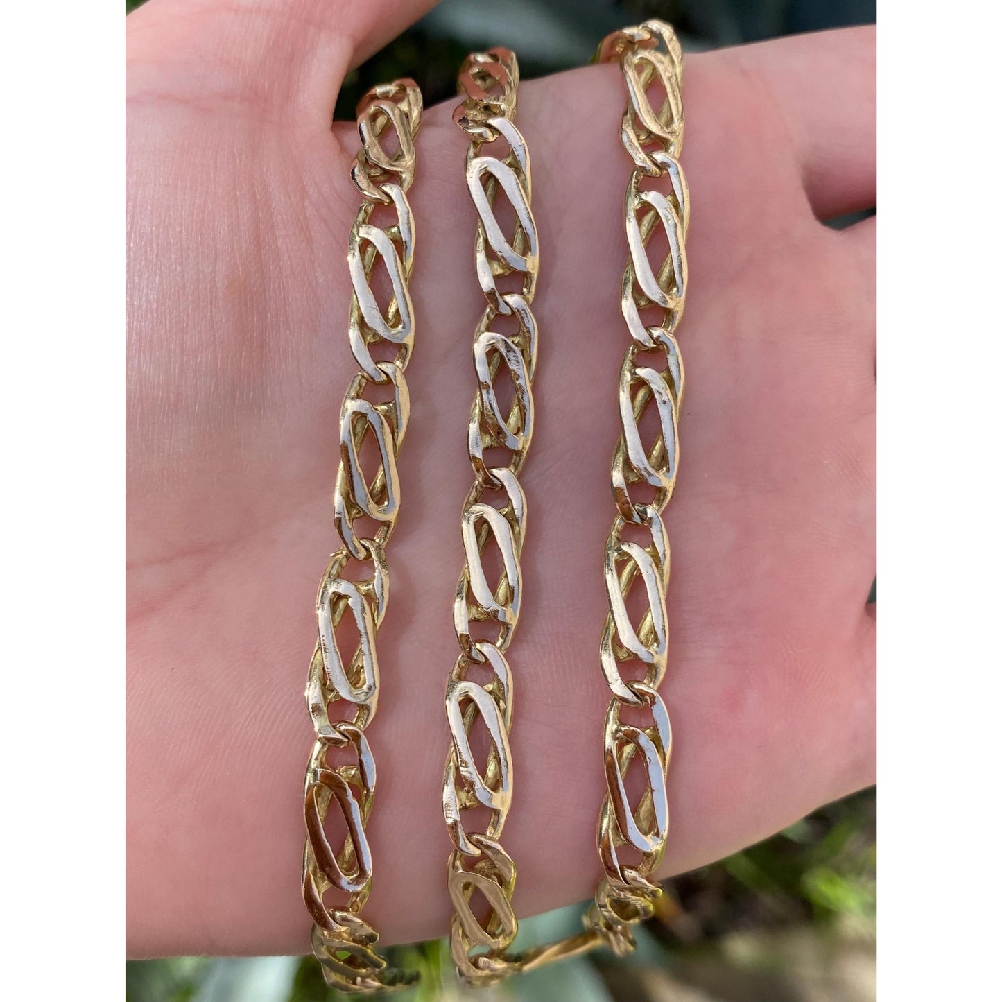 Vintage Solid 14k Yellow Gold Oval Twist Link Necklace - 19 inches