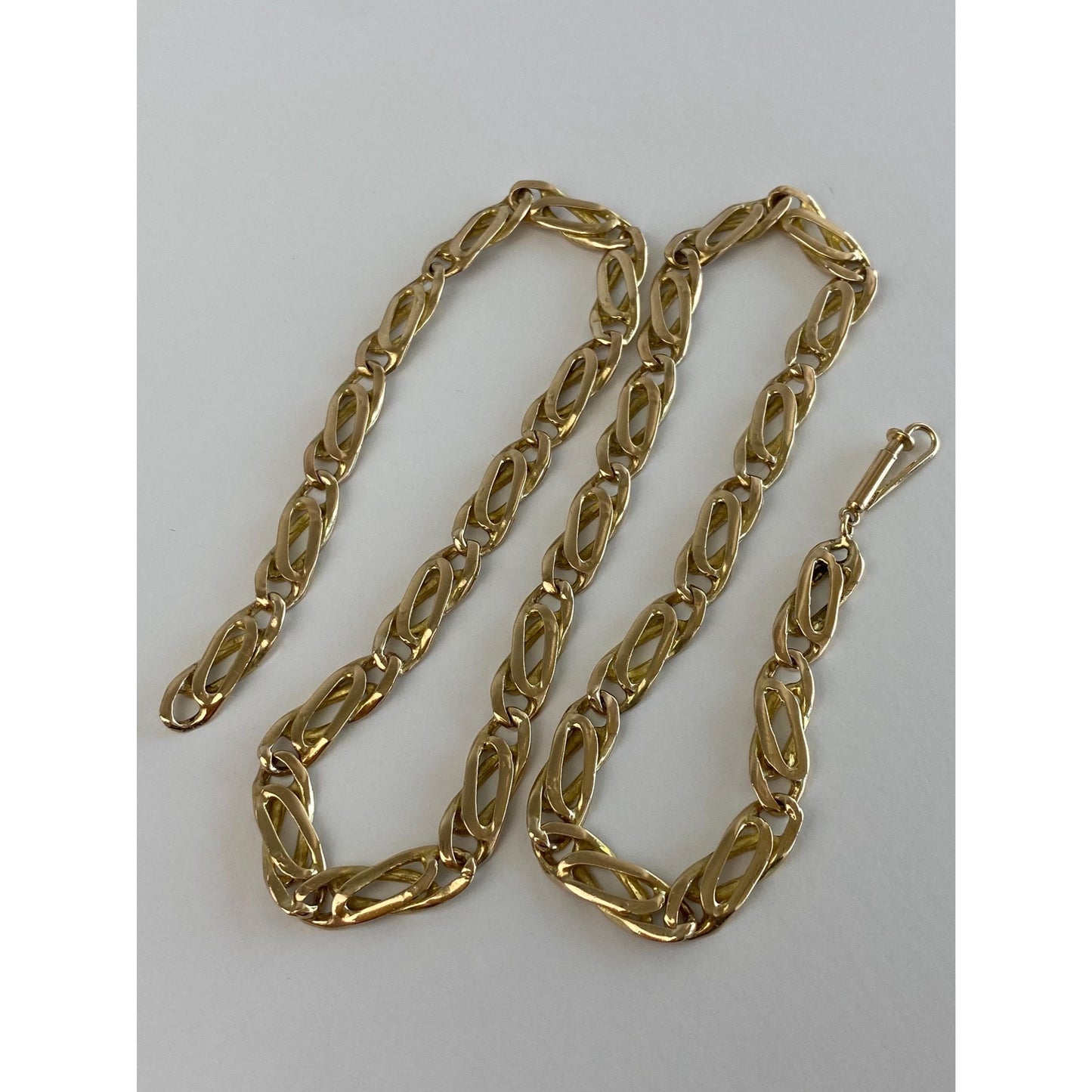 Vintage Solid 14k Yellow Gold Oval Twist Link Necklace - 19 inches