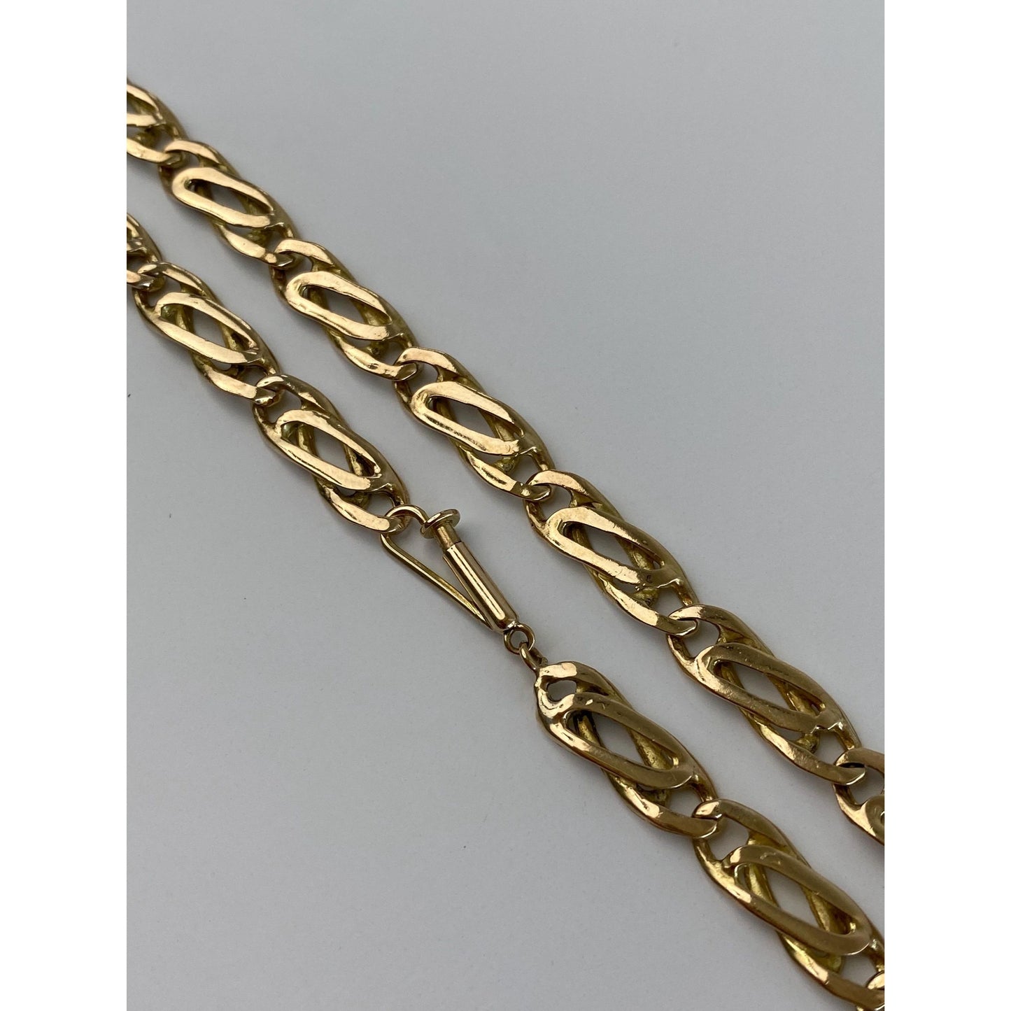 Vintage Solid 14k Yellow Gold Oval Twist Link Necklace - 19 inches