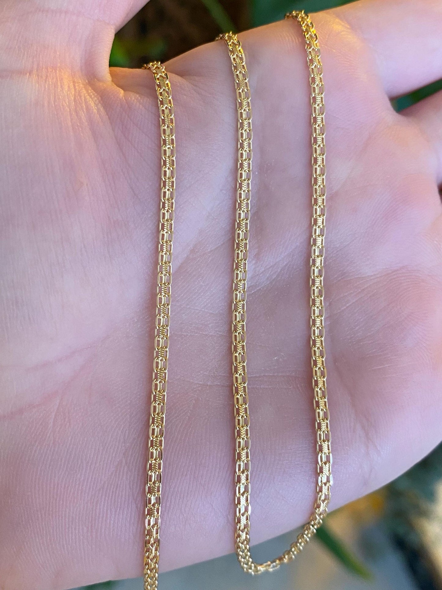 Vintage Solid 14k Yellow Gold Bismark Chain Necklace - 18 inches