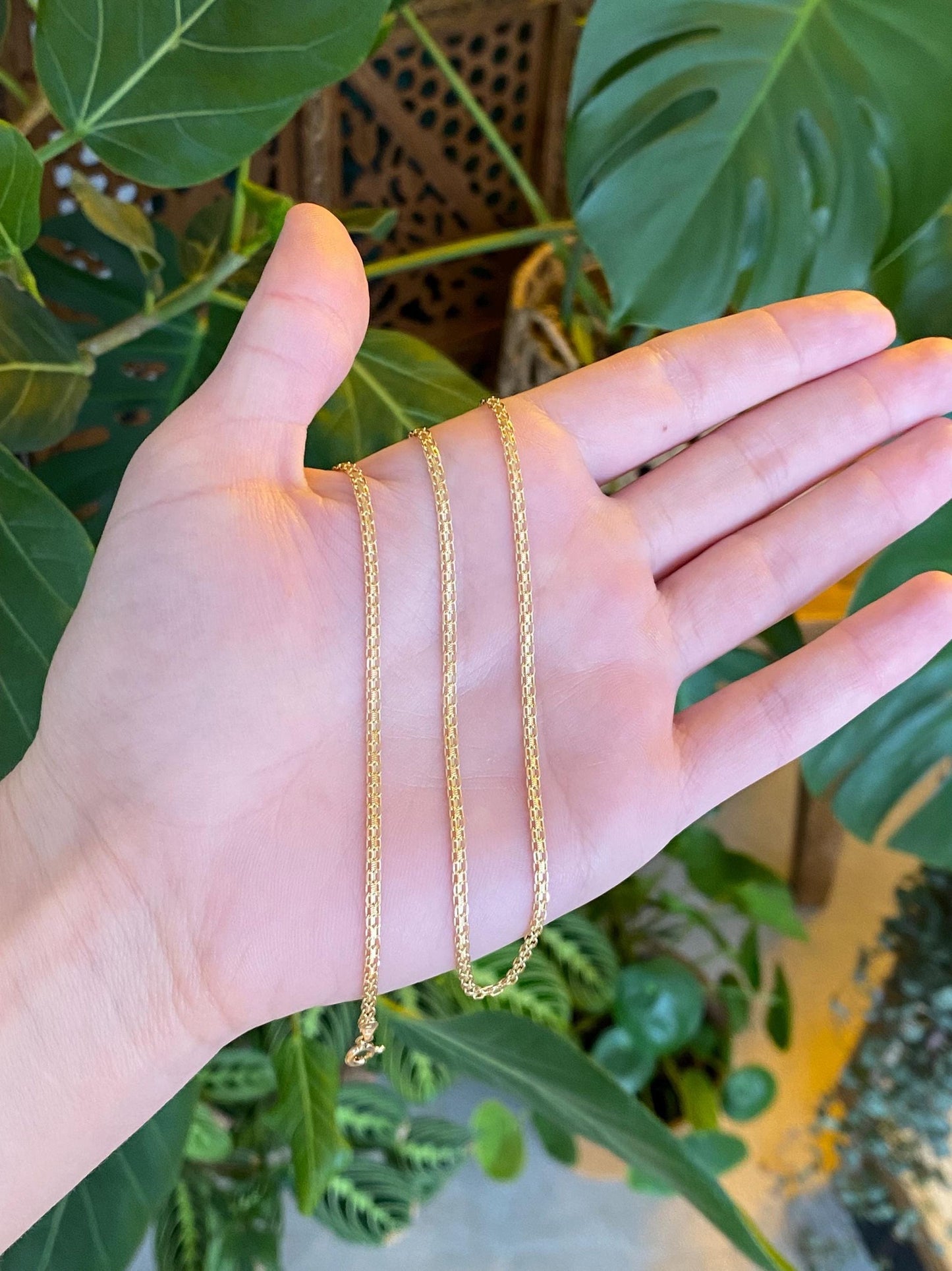Vintage Solid 14k Yellow Gold Bismark Chain Necklace - 18 inches
