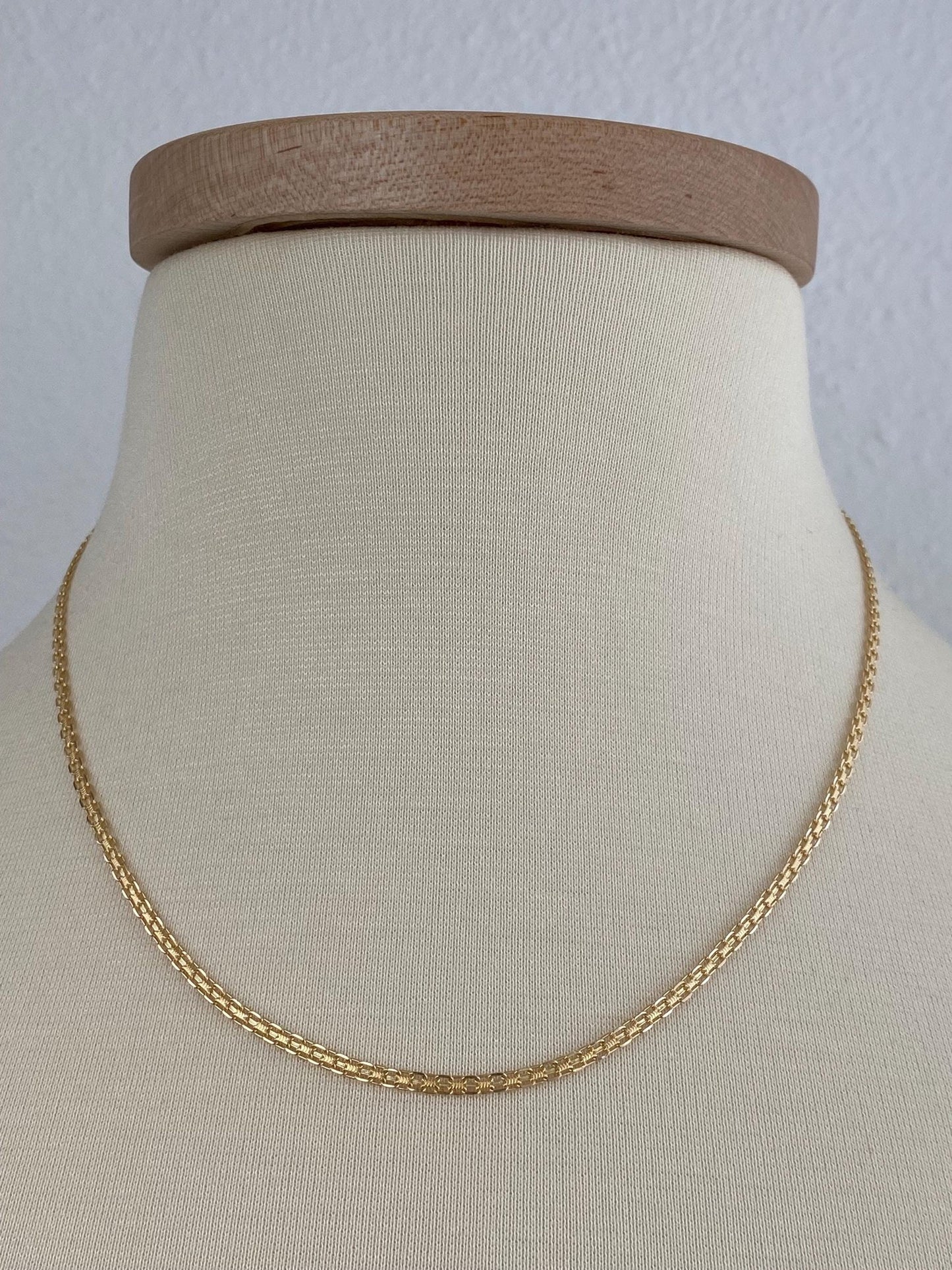Vintage Solid 14k Yellow Gold Bismark Chain Necklace - 18 inches