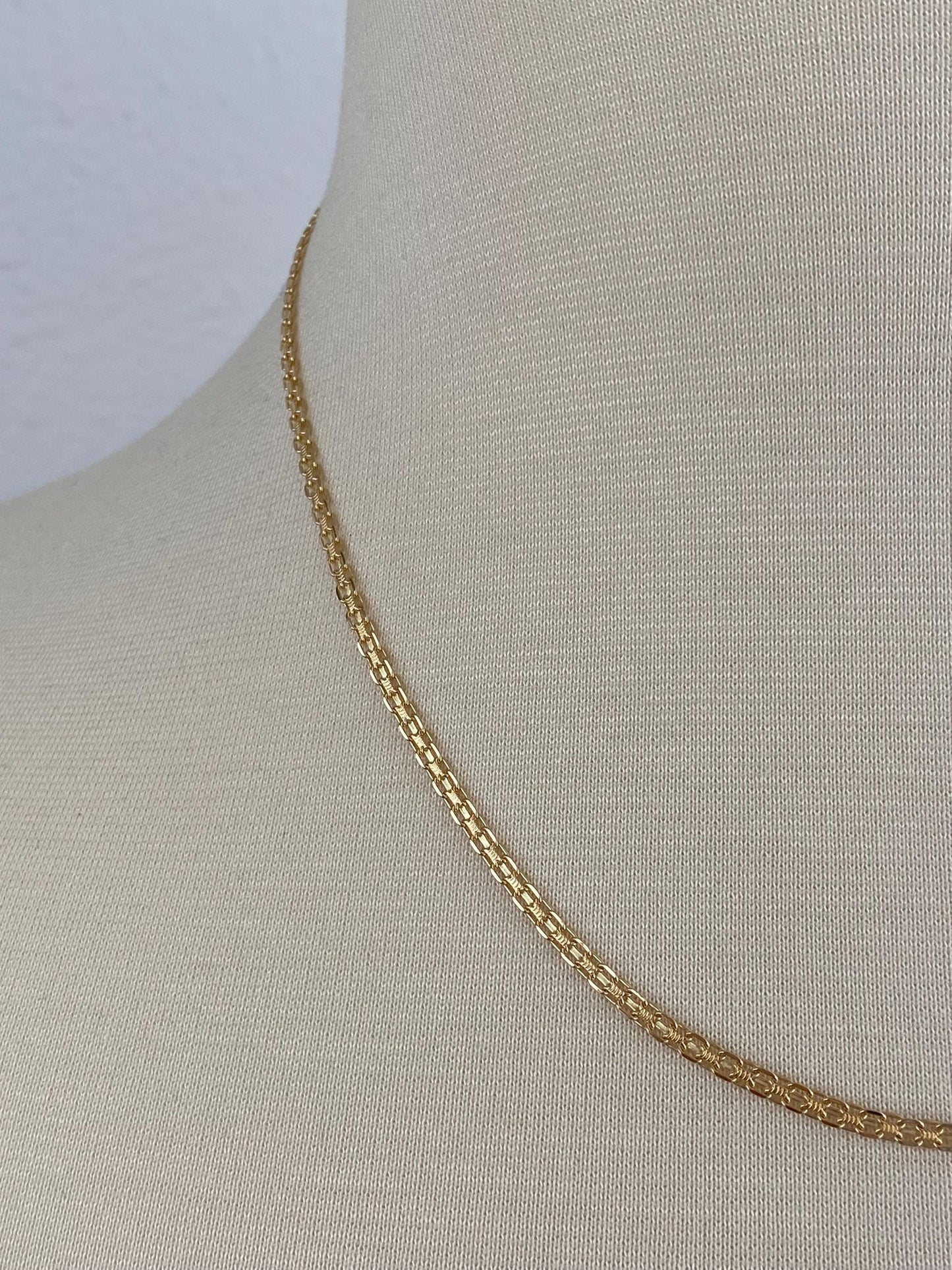 Vintage Solid 14k Yellow Gold Bismark Chain Necklace - 18 inches