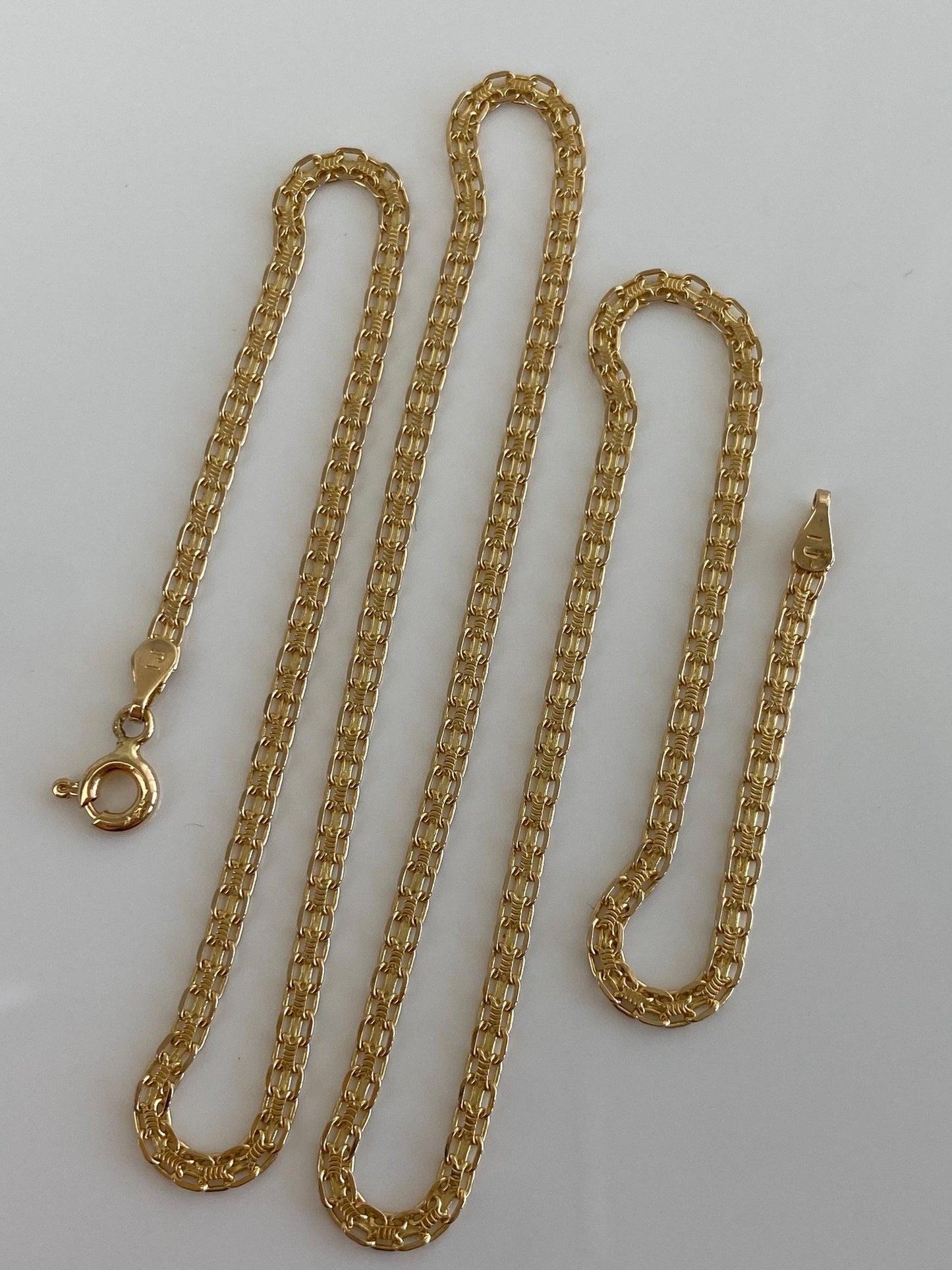 Vintage Solid 14k Yellow Gold Bismark Chain Necklace - 18 inches