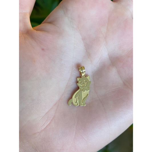 Vintage Solid 14k Yellow Gold Cat Charm