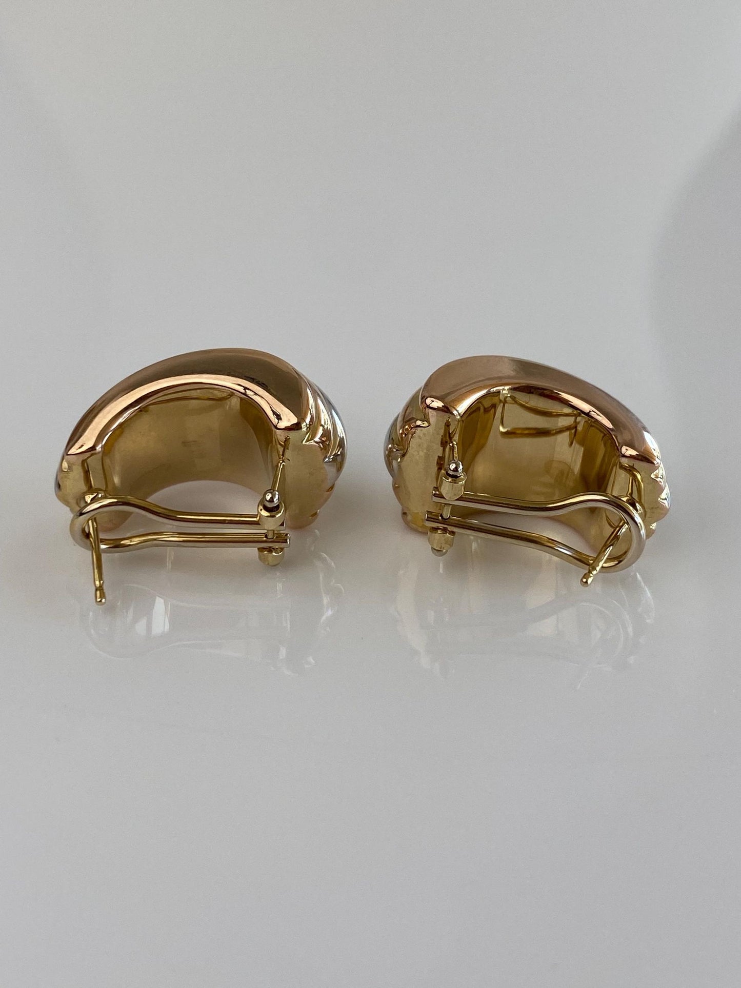 Vintage 12k Tri Tone Gold Fluted Drop Earrings