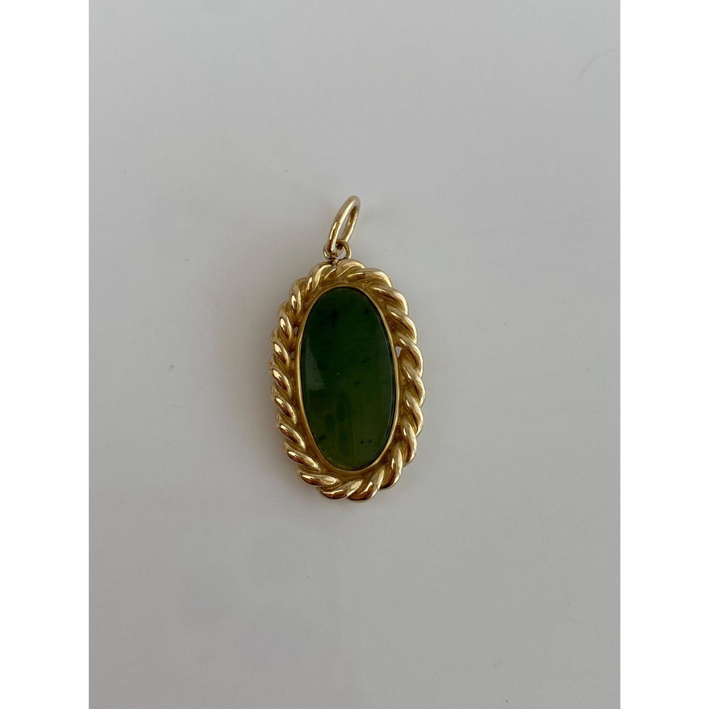 Vintage Solid 14k Yellow Gold Nephrite Jade Charm