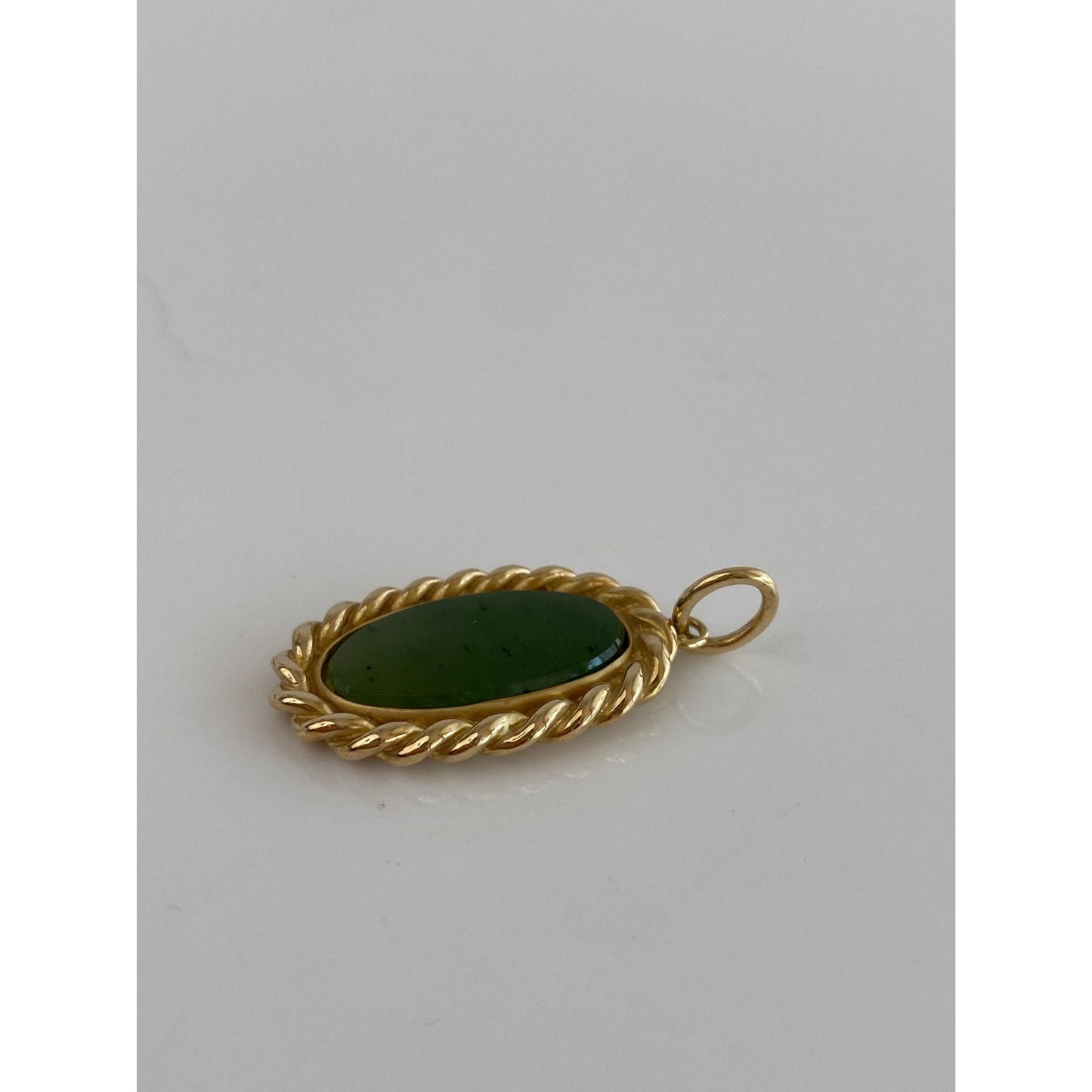 Vintage Solid 14k Yellow Gold Nephrite Jade Charm