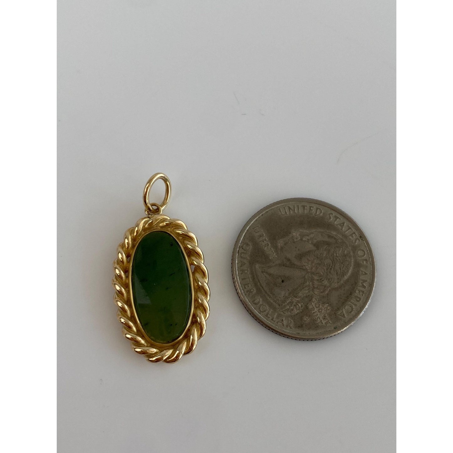 Vintage Solid 14k Yellow Gold Nephrite Jade Charm