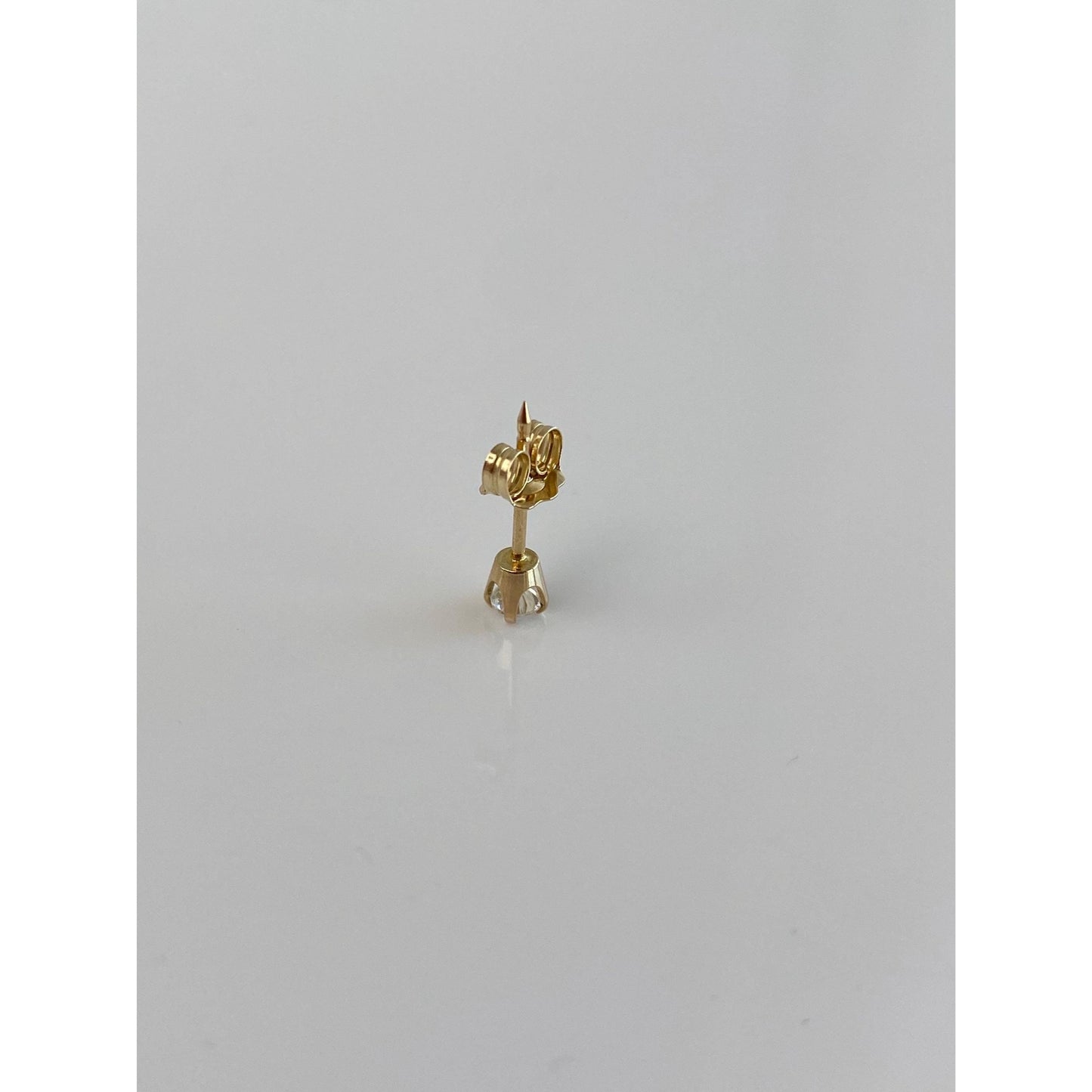 Vintage Solid 14k Yellow Gold Clear Cubic Zirconia Single Stud Earring