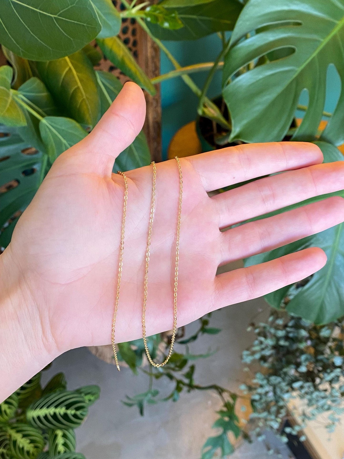 Vintage Solid 18k Yellow Gold Cable Chain Necklace - 23.75 inches