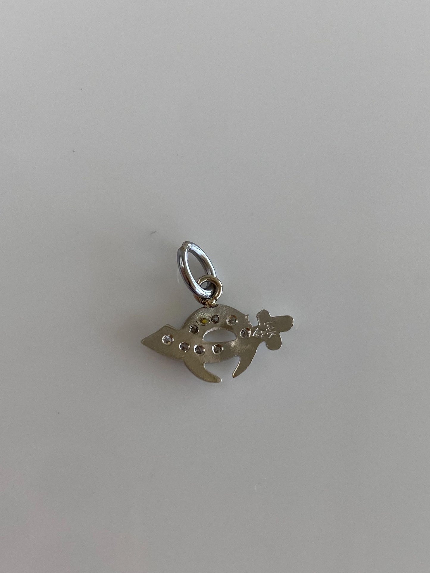 Vintage Solid 14k White Gold Diamond Freemason Charm