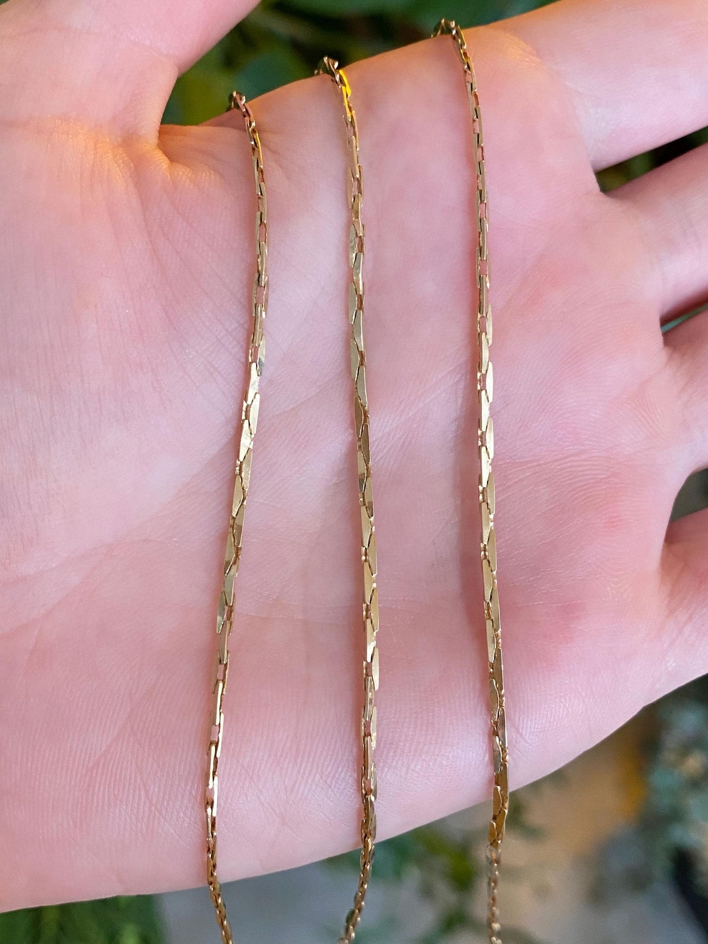 Vintage Solid 14k Yellow Gold Triangle Link Chain Necklace - 23.75 inches