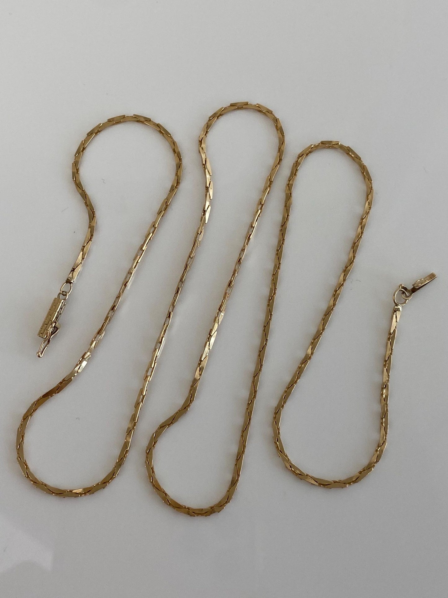 Vintage Solid 14k Yellow Gold Triangle Link Chain Necklace - 23.75 inches