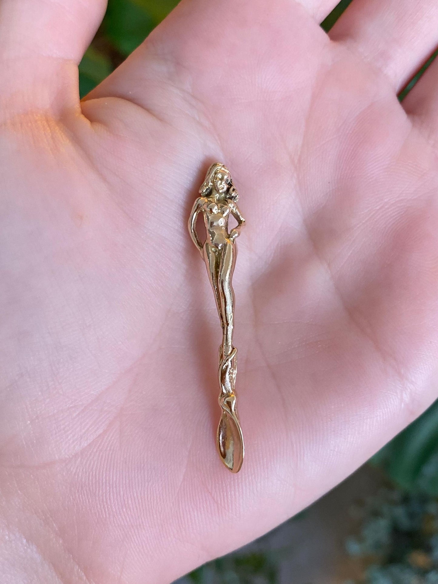 Vintage Solid 10k Yellow Gold Naked Lady Spoon Charm