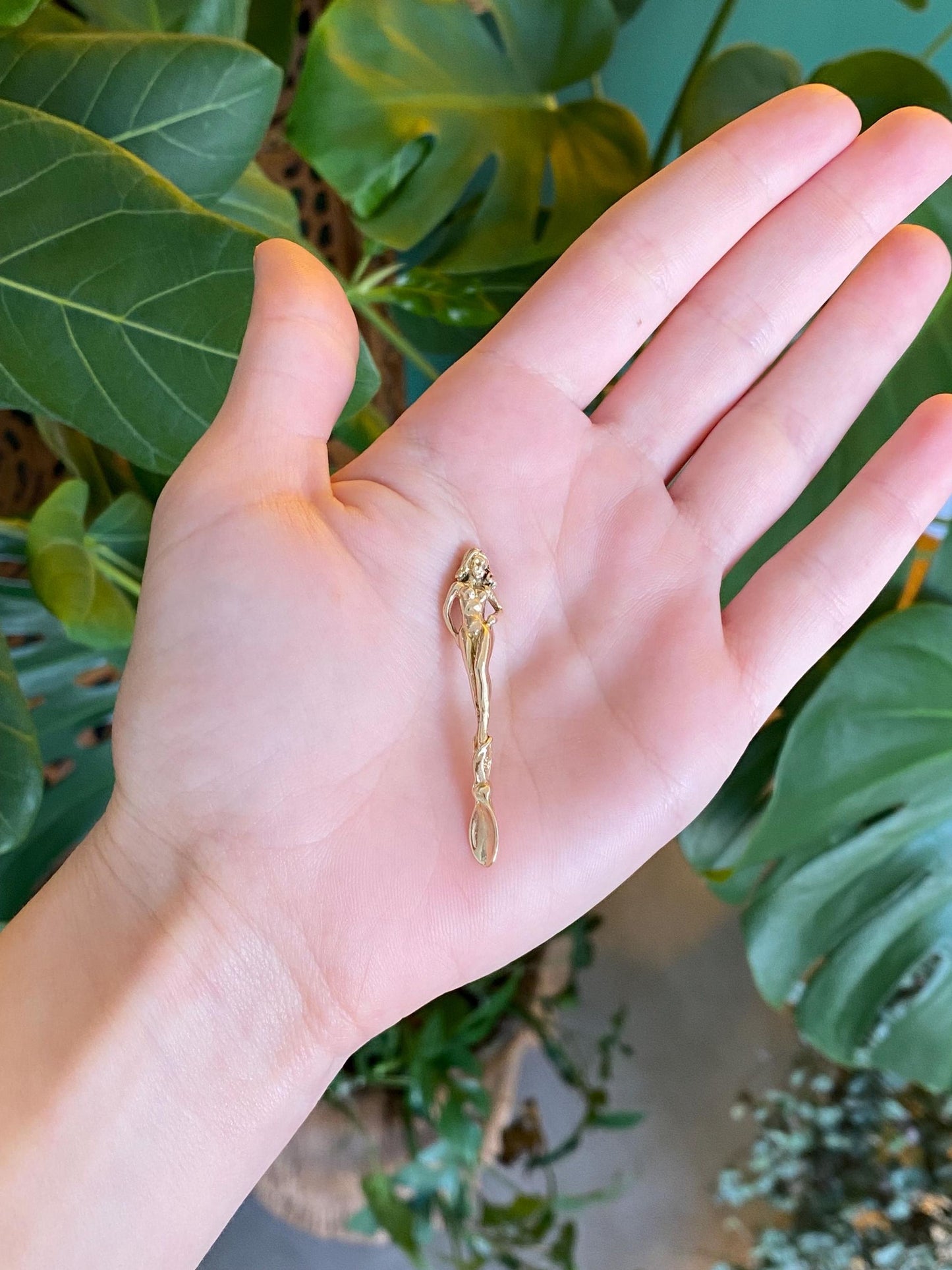 Vintage Solid 10k Yellow Gold Naked Lady Spoon Charm