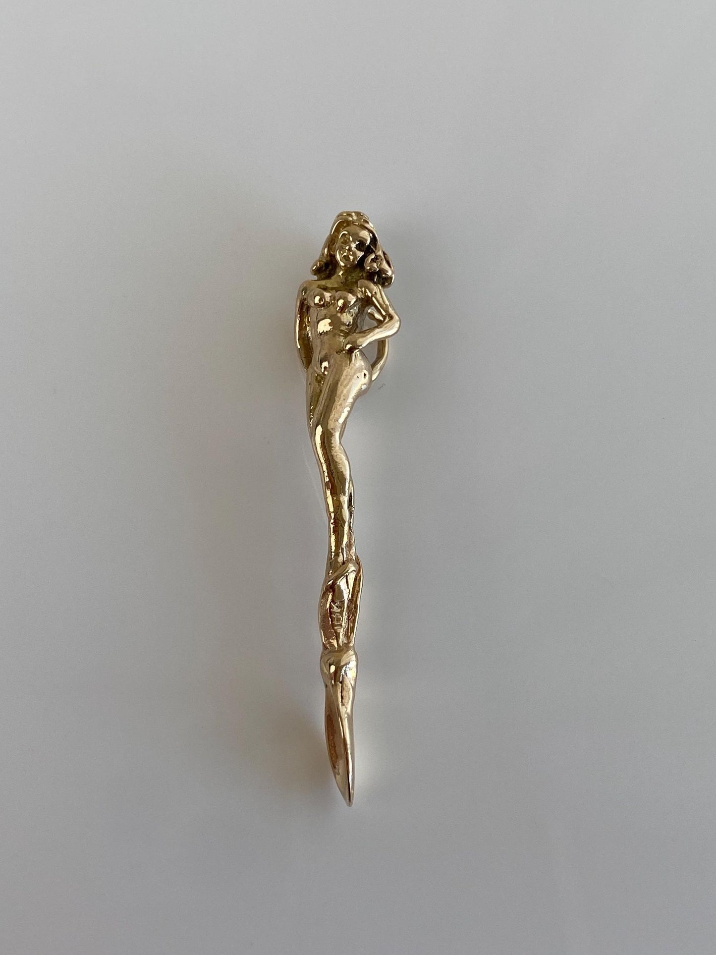 Vintage Solid 10k Yellow Gold Naked Lady Spoon Charm