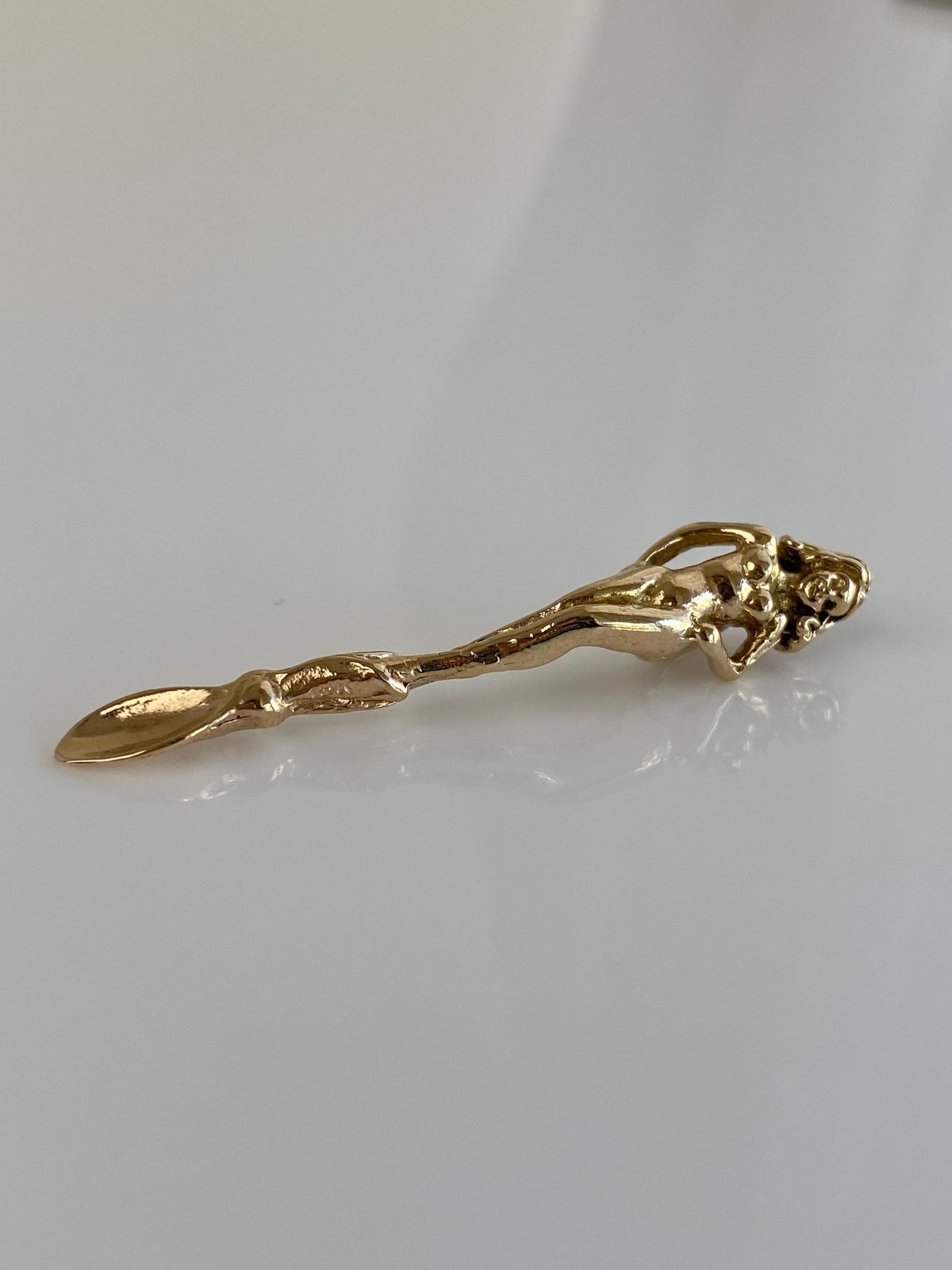 Vintage Solid 10k Yellow Gold Naked Lady Spoon Charm