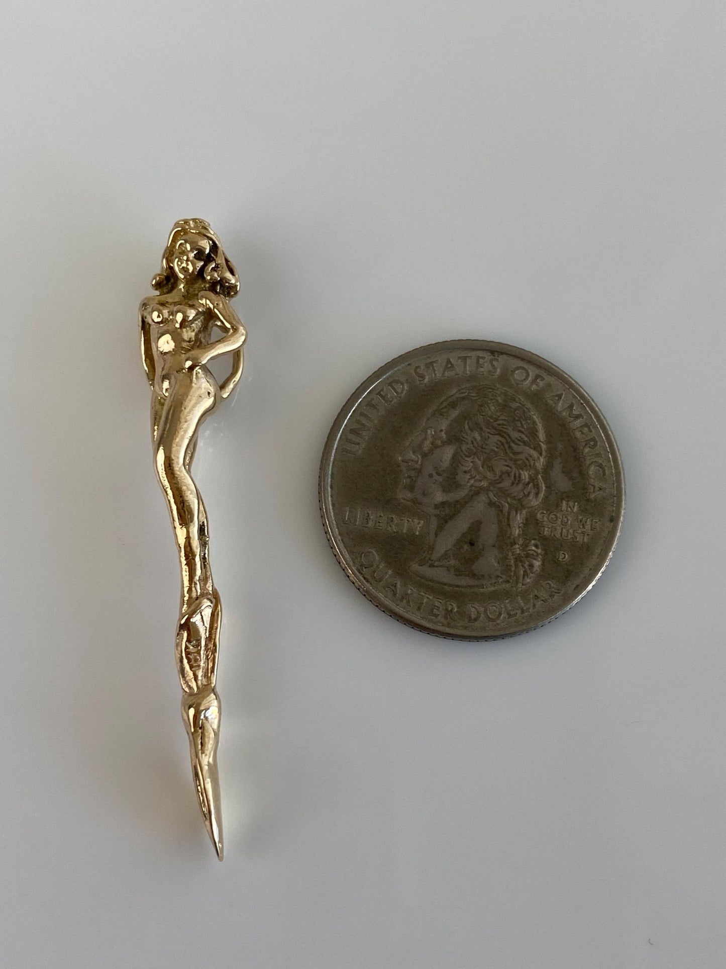 Vintage Solid 10k Yellow Gold Naked Lady Spoon Charm