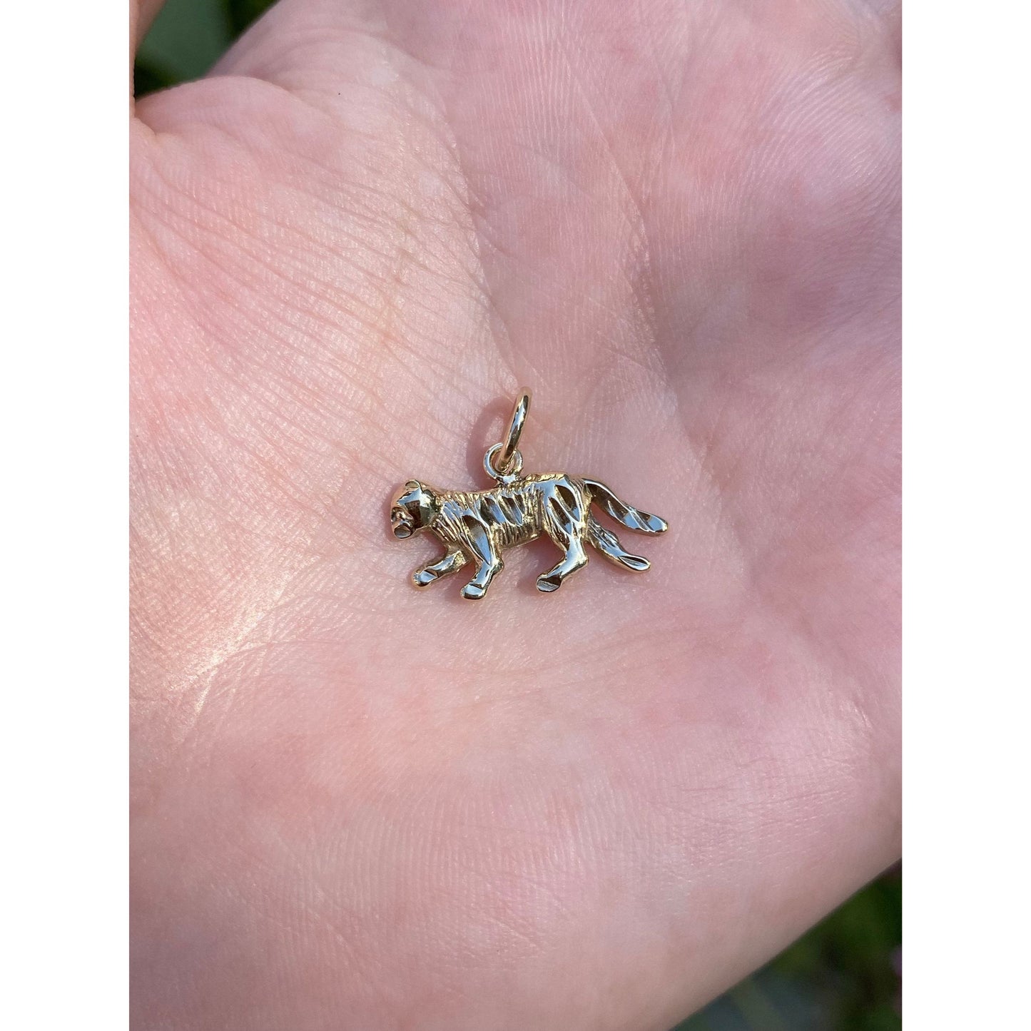 Vintage Solid 14k Yellow Gold Bobcat Charm