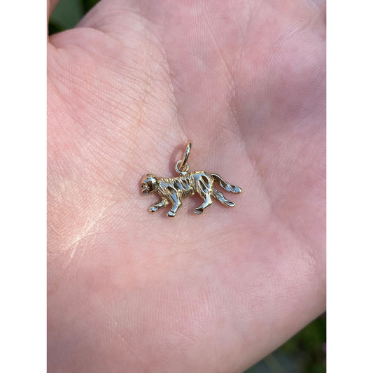 Vintage Solid 14k Yellow Gold Bobcat Charm