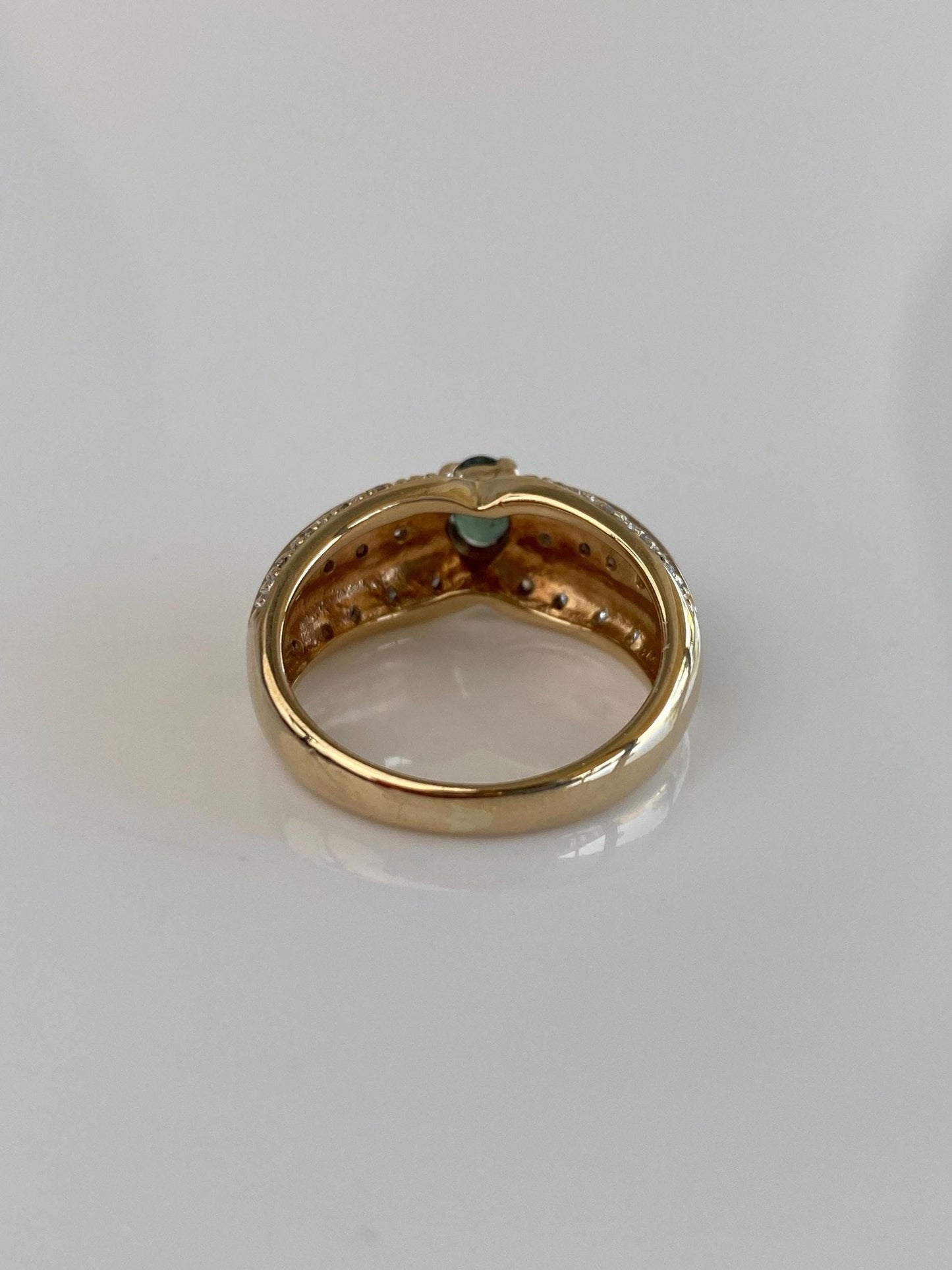 Vintage Solid 14k White & Yellow Gold Diamonds Topaz Ring - Size 6