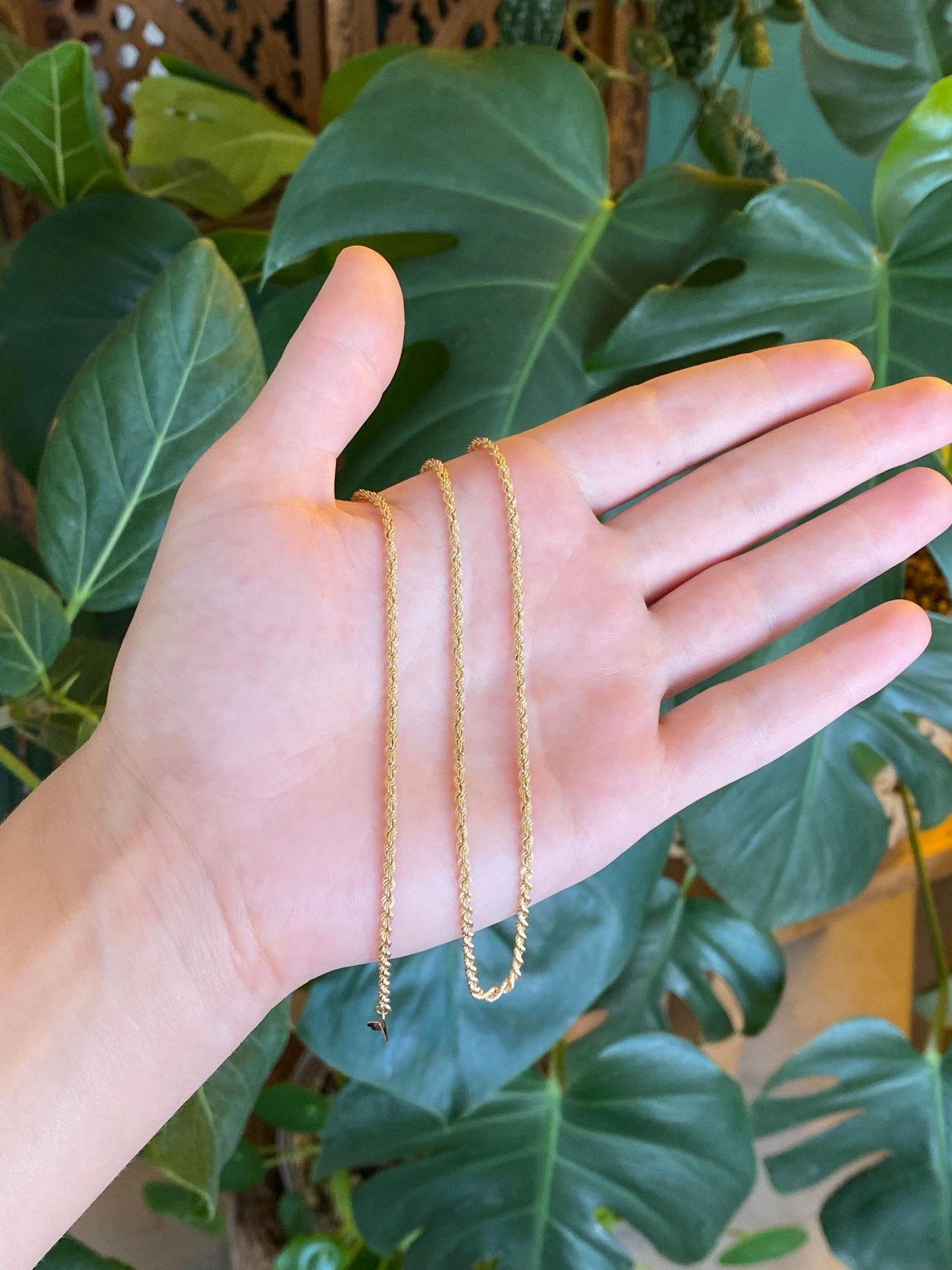 Vintage Solid 14k Yellow Gold Rope Chain Necklace - 20 inches