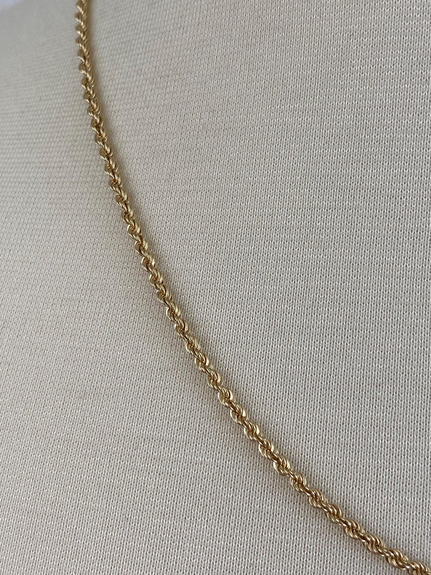 Vintage Solid 14k Yellow Gold Rope Chain Necklace - 20 inches